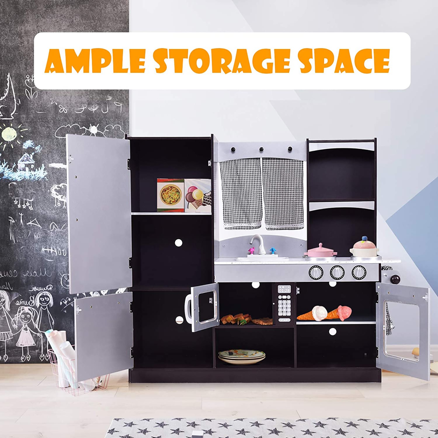 Ensemble de cuisine pour enfants de Costway Ensemble de cuisine jouet en bois de chef's factice cadeau pour enfants