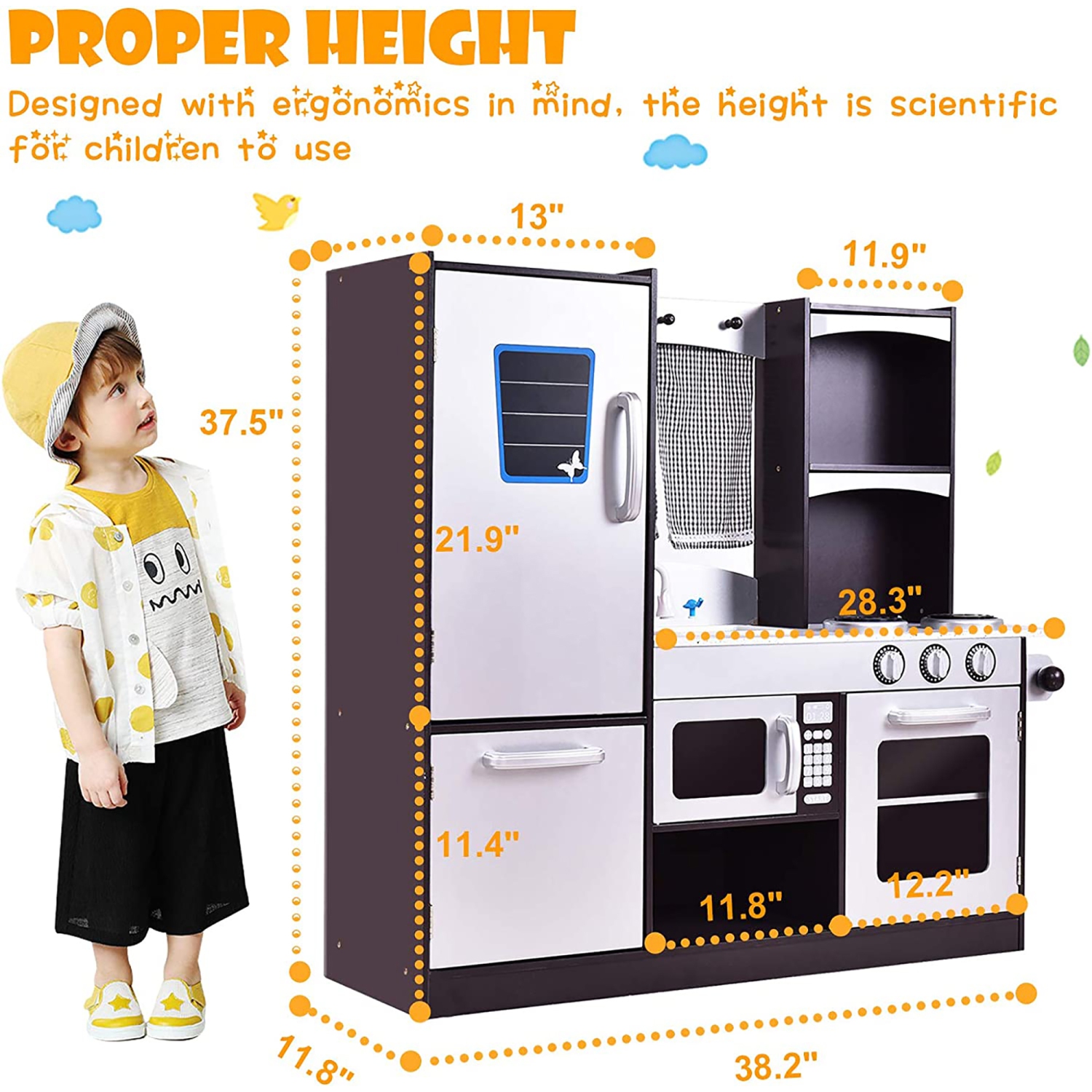 Ensemble de cuisine pour enfants de Costway Ensemble de cuisine jouet en bois de chef's factice cadeau pour enfants