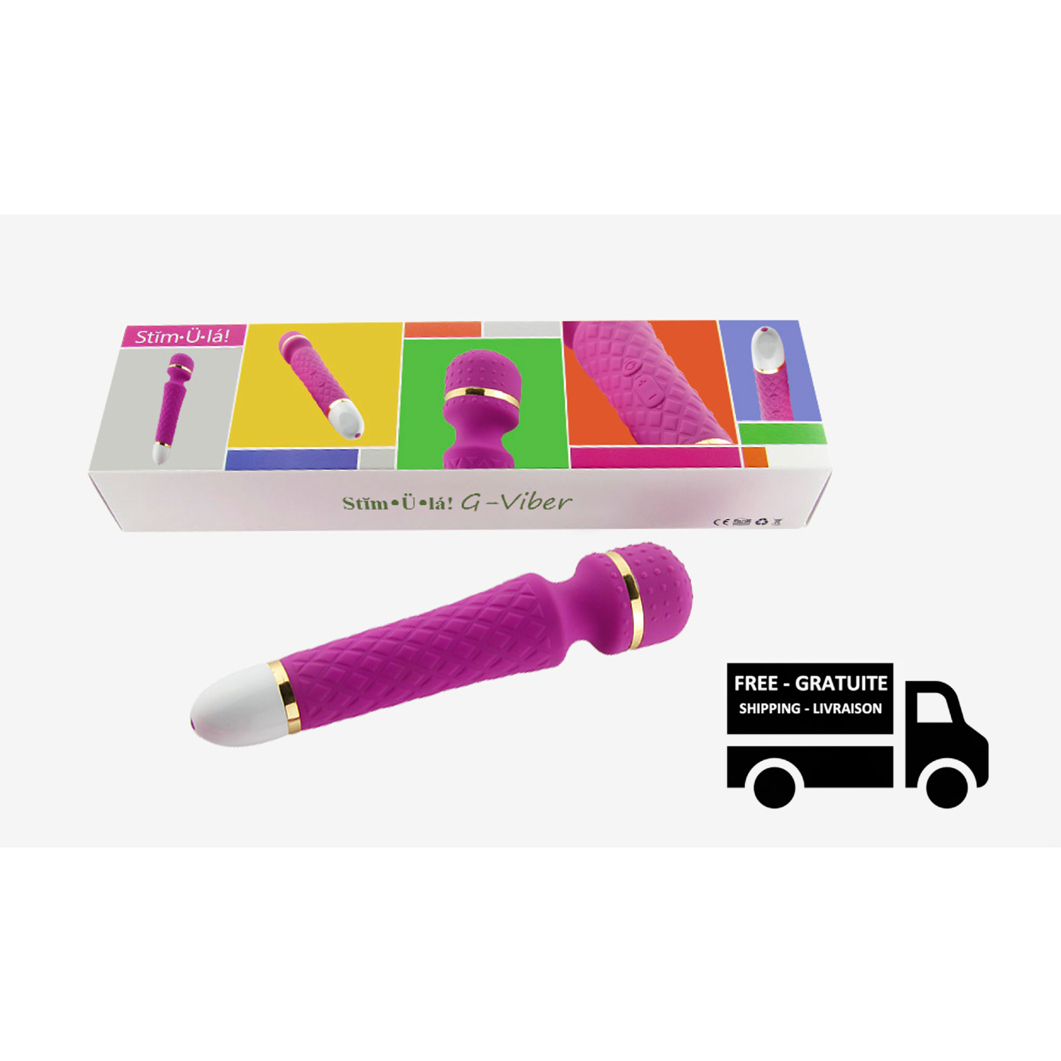 Stimula G-VIBER – le vibromasseur personnel puissant multifonctionnel intense avec 7 fonctions variables, étanche, rechargeable et livré dans un