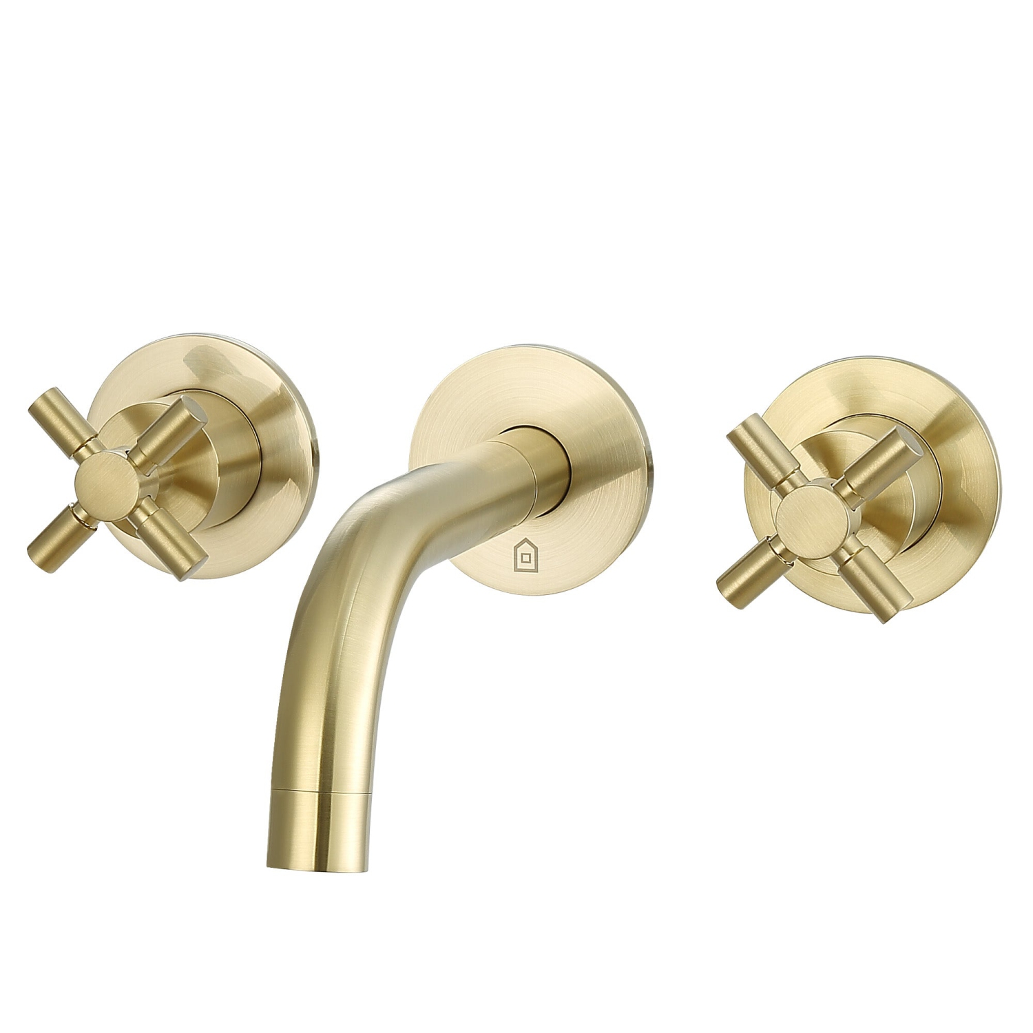 Robinet de salle de bain mural Ancona Prima, deux poignées, champagne doré brossé