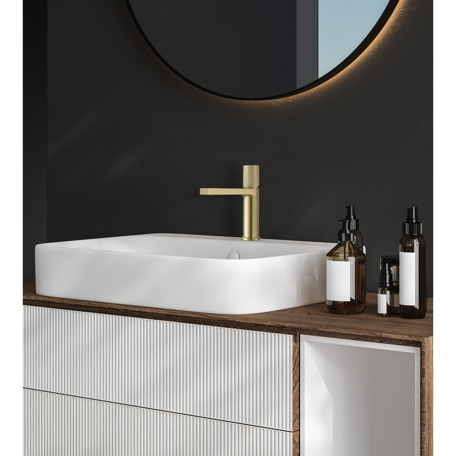 Ancona Isla Single Handle Bathroom Faucet in Brushed Champagne Gold