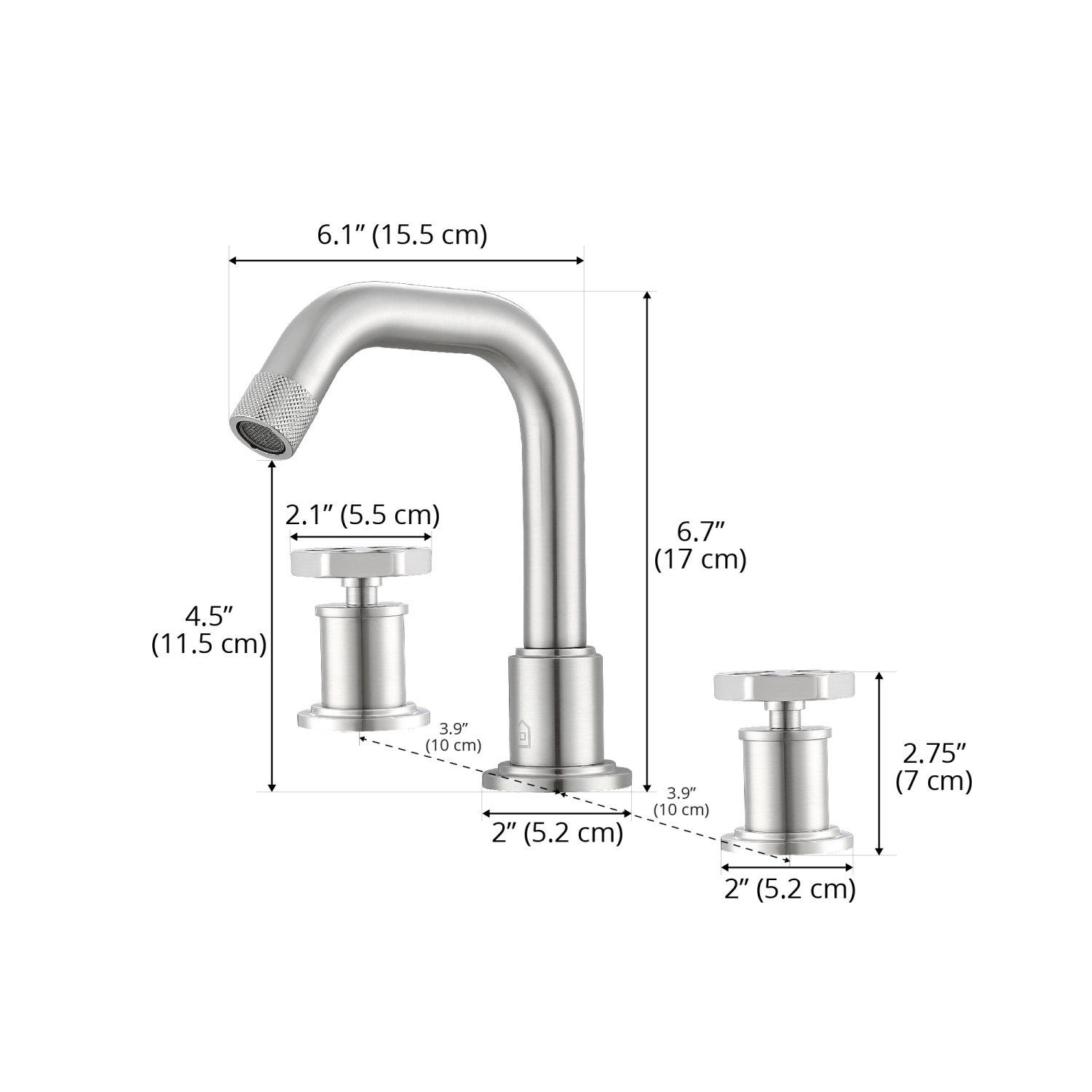 Ancona Industria Widespread Hexagonal Two-Handle 3-Hole Bathroom Faucet in Brushed Nickel