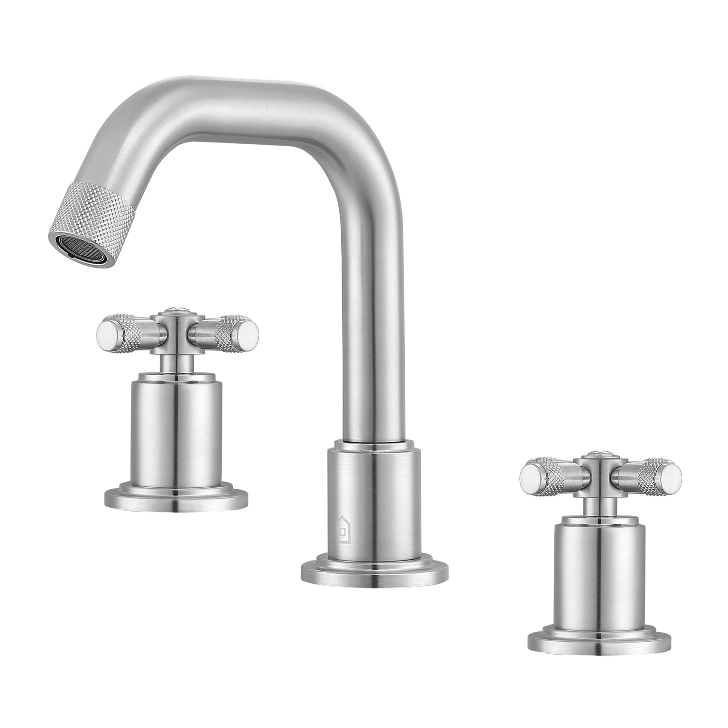 Robinet de salle de bain Ancona Uomo, poignée croisée large, 3 trous, nickel brossé