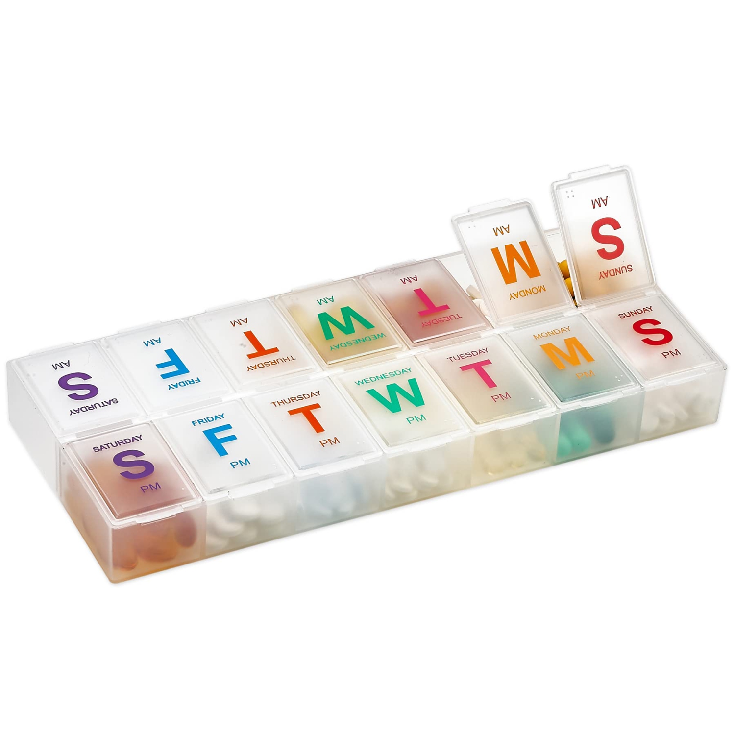 Extra Large Pill Organizer - Pill Box 7 Day Weekly Pill Organizer 2 Times a Day and AM PM Daily Pill Organizer Case for Medication Pills and