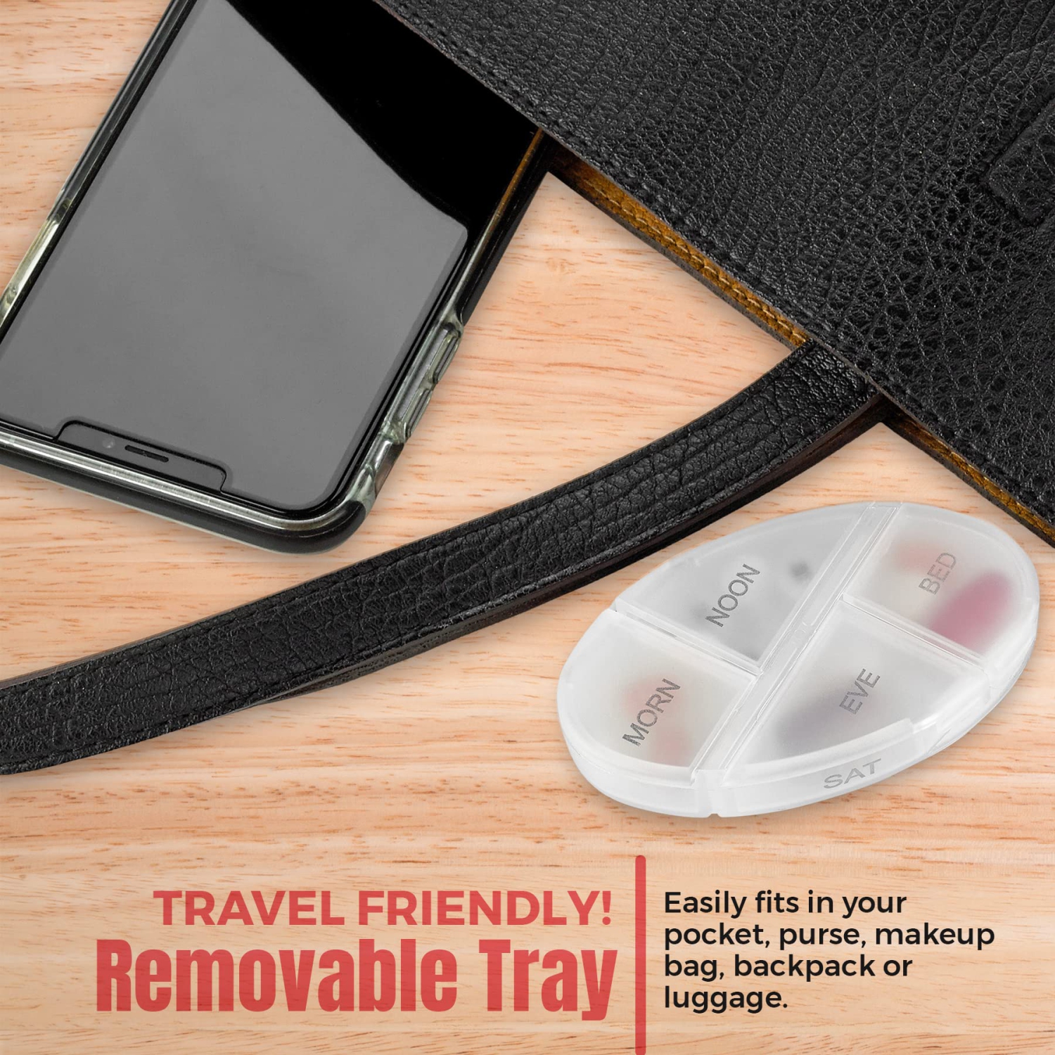 Stackable Daily Pill Organizers - Weekly Medication Reminder with 7 Individual Stacking Cases - AM/PM Pill Boxs with 4 Times a Day, Everyday Medicine