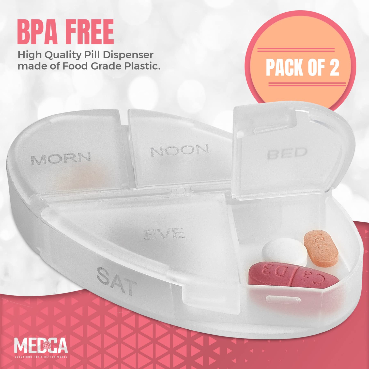 Stackable Daily Pill Organizers - Weekly Medication Reminder with 7 Individual Stacking Cases - AM/PM Pill Boxs with 4 Times a Day, Everyday Medicine