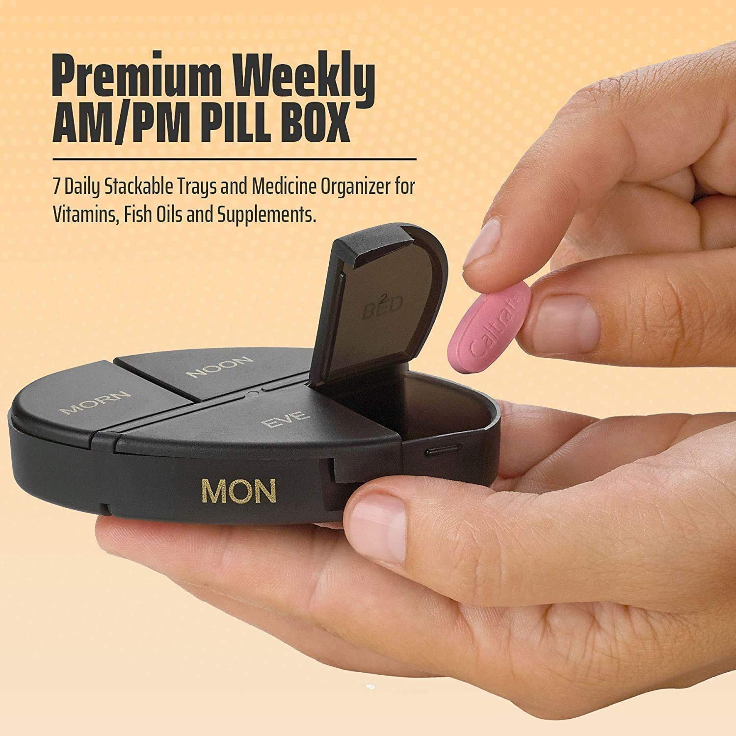 Weekly Pill Organizer - 2Pack - 4 Times-A-Day, Daily Medication Reminder - Weekly AM/PM Pill Box with 7 Individual Cases, a Everyday Medicine