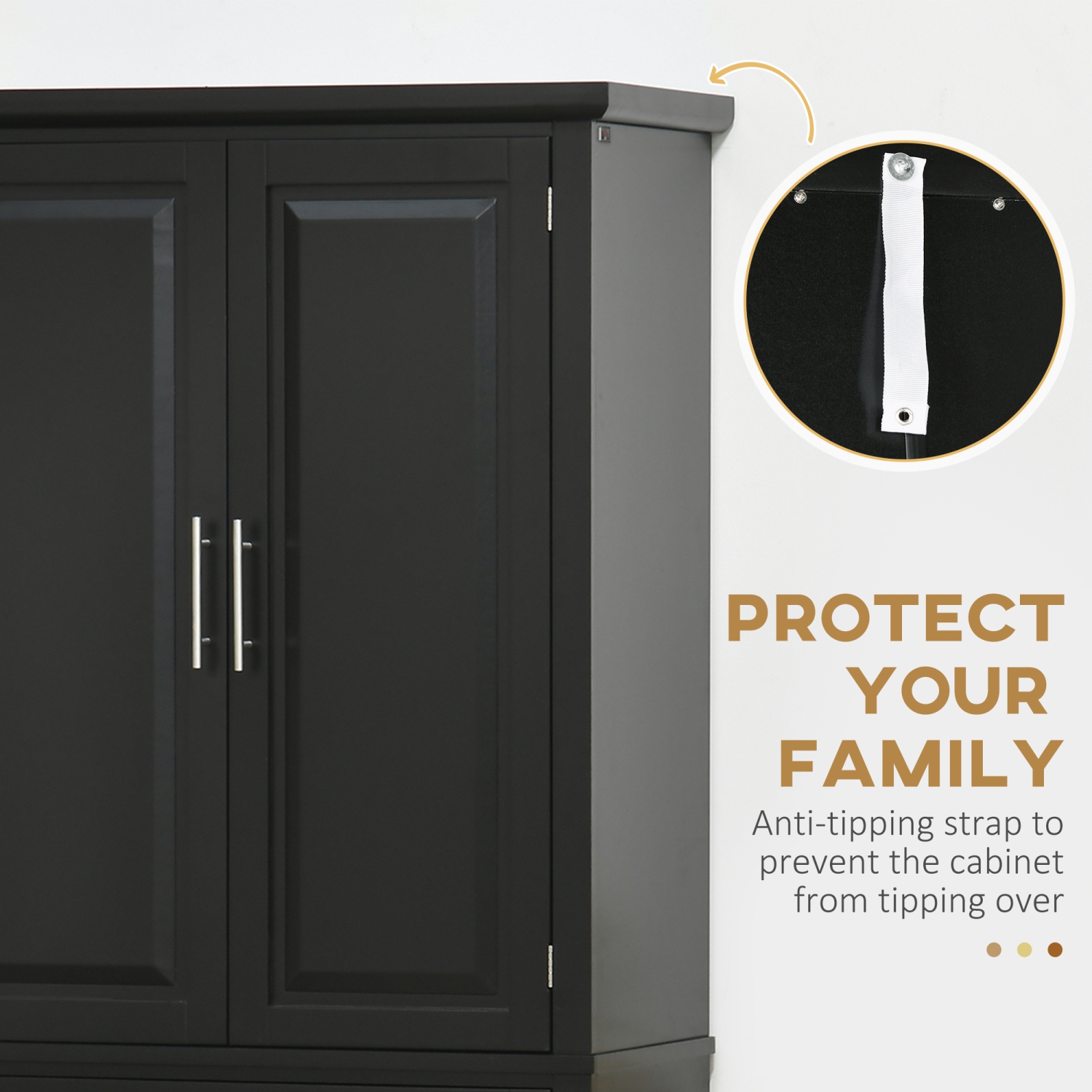 HOMCOM 72" Buffet Cabinet, Freestanding Kitchen Pantry, Storage Cabinet with 4 Doors, Drawer and Adjustable Shelves, Black