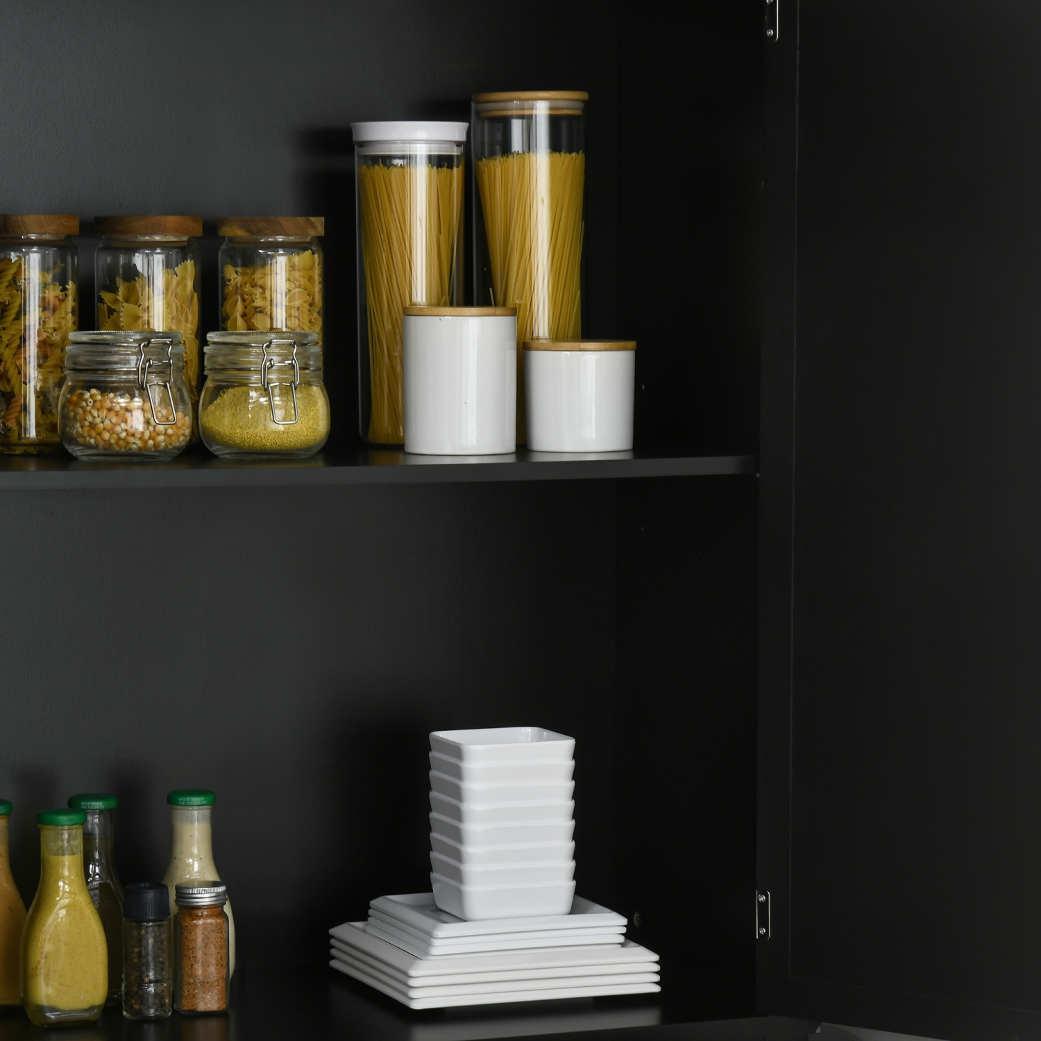 HOMCOM 72" Buffet Cabinet, Freestanding Kitchen Pantry, Storage Cabinet with 4 Doors, Drawer and Adjustable Shelves, Black