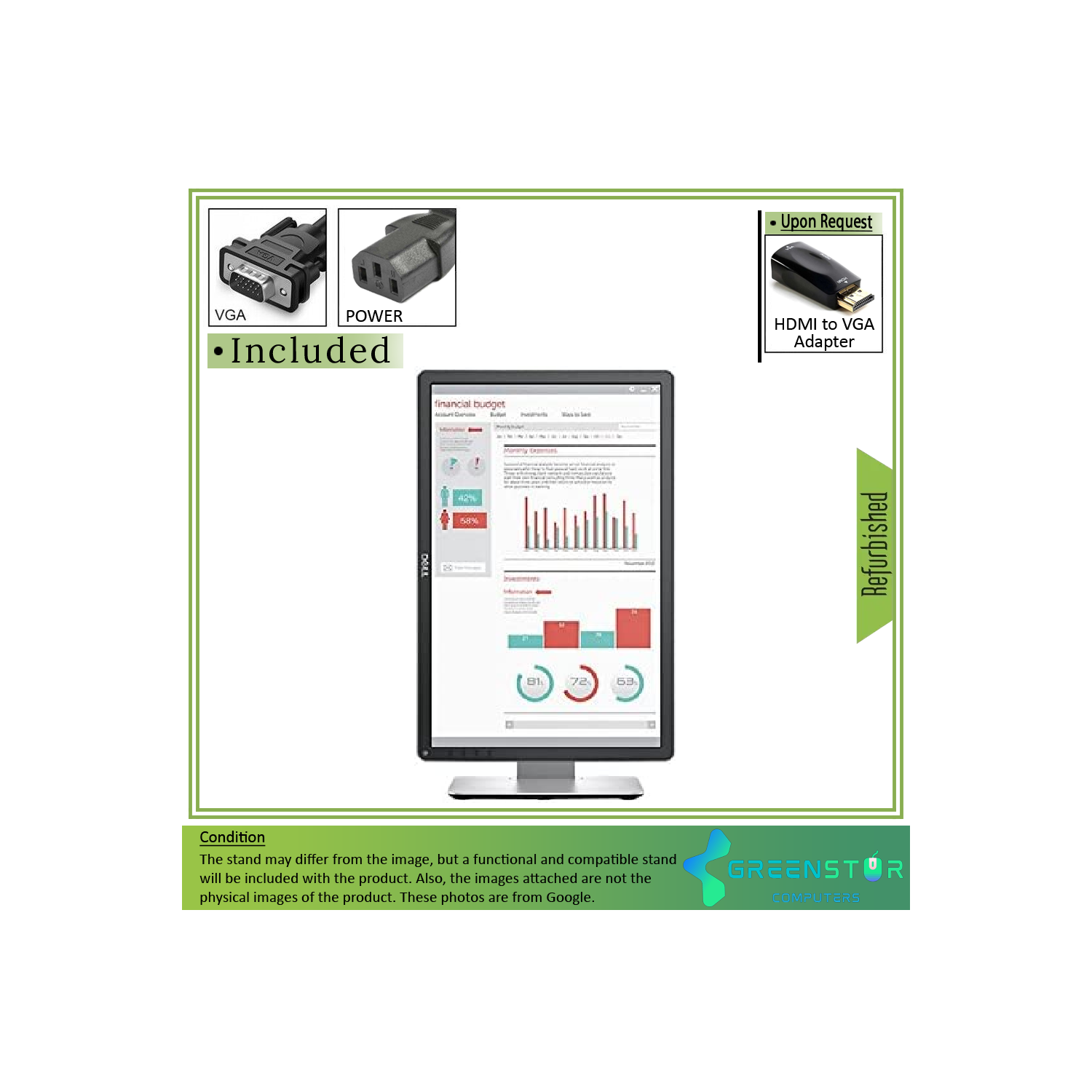 Refurbished(Good) - Dell P2016 19.5" 1440x900 Widescreen LED backlight LCD IPS Panel Monitor