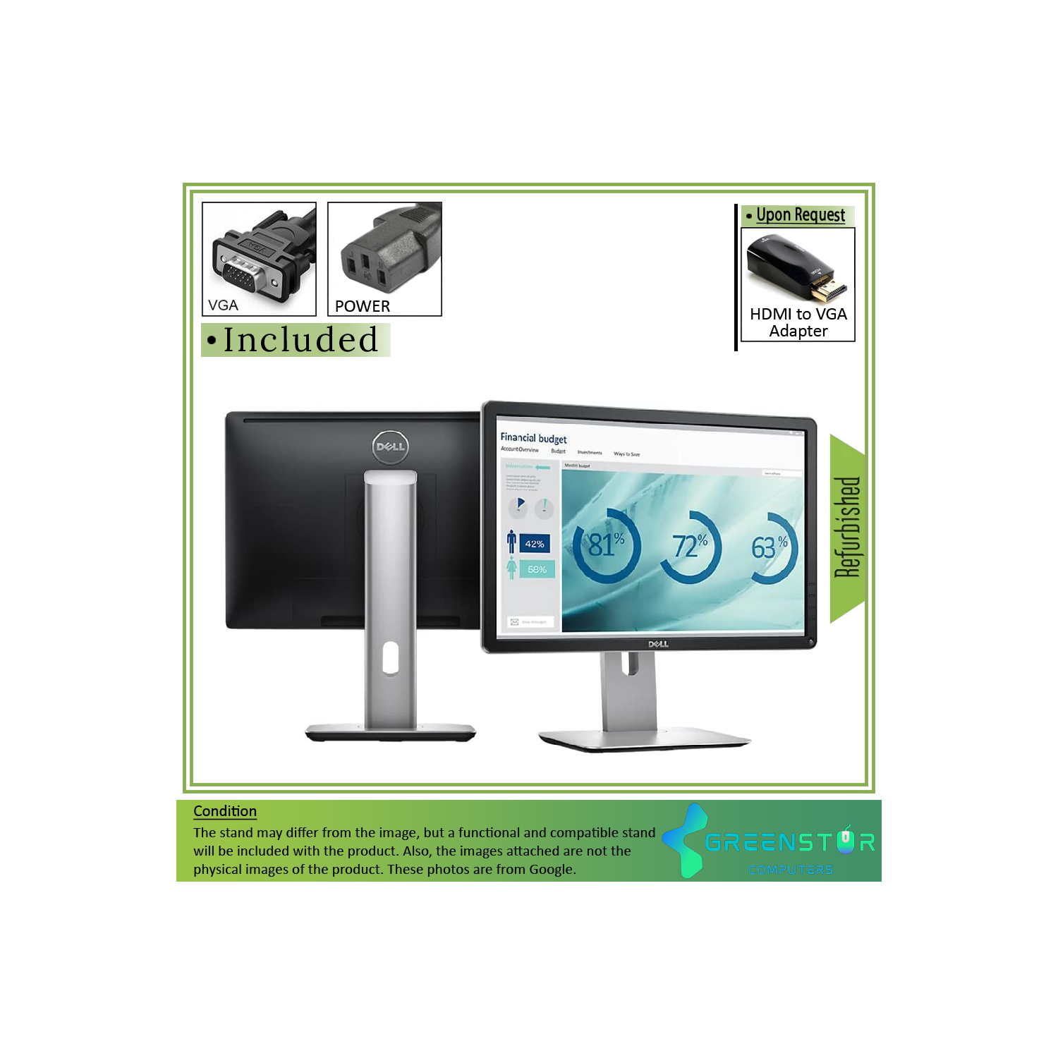 Refurbished(Good) - Dell P2016 19.5" 1440x900 Widescreen LED backlight LCD IPS Panel Monitor