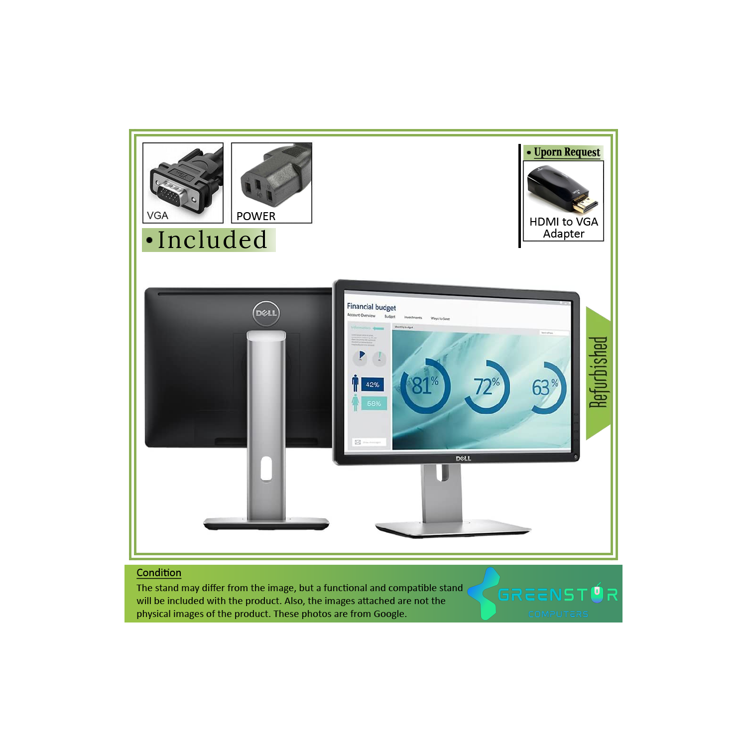 Refurbished(Good) - Dell P2016 19.5" 1440x900 Widescreen LED backlight LCD IPS Panel Monitor