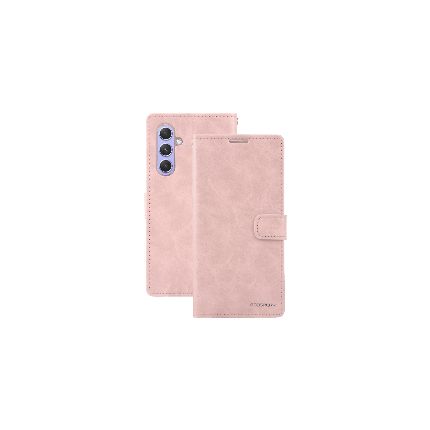 TopSave Goospery BLUEMOON Card Slot w/Magnetic Clip Leather Folio Wallet Flip For Samsung Galaxy A54 6.4", Rose Gold