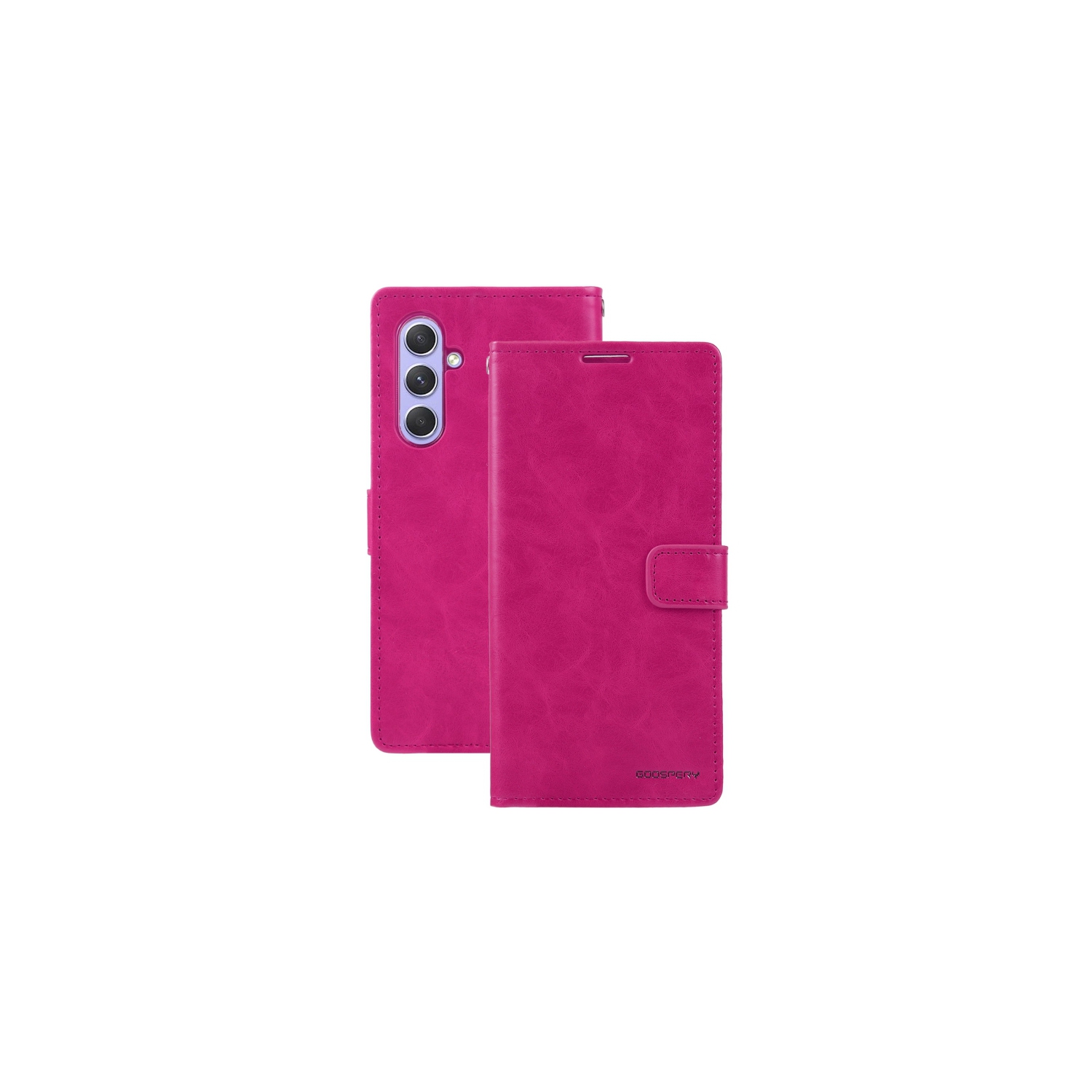 TopSave Goospery BLUEMOON Card Slot w/Magnetic Clip Leather Folio Wallet Flip For Samsung Galaxy A54 6.4", Hot Pink