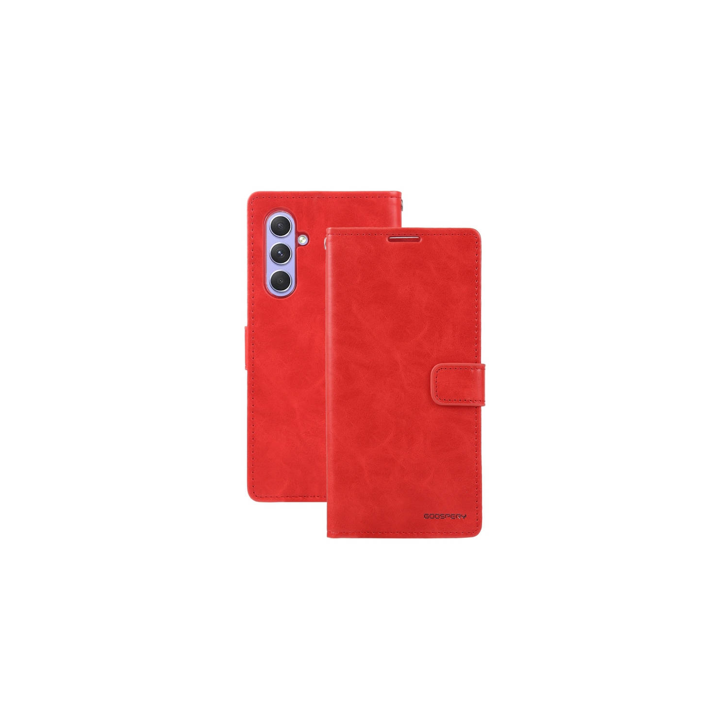 TopSave Goospery BLUEMOON Card Slot w/Magnetic Clip Leather Folio Wallet Flip For Samsung Galaxy A54 6.4", Red