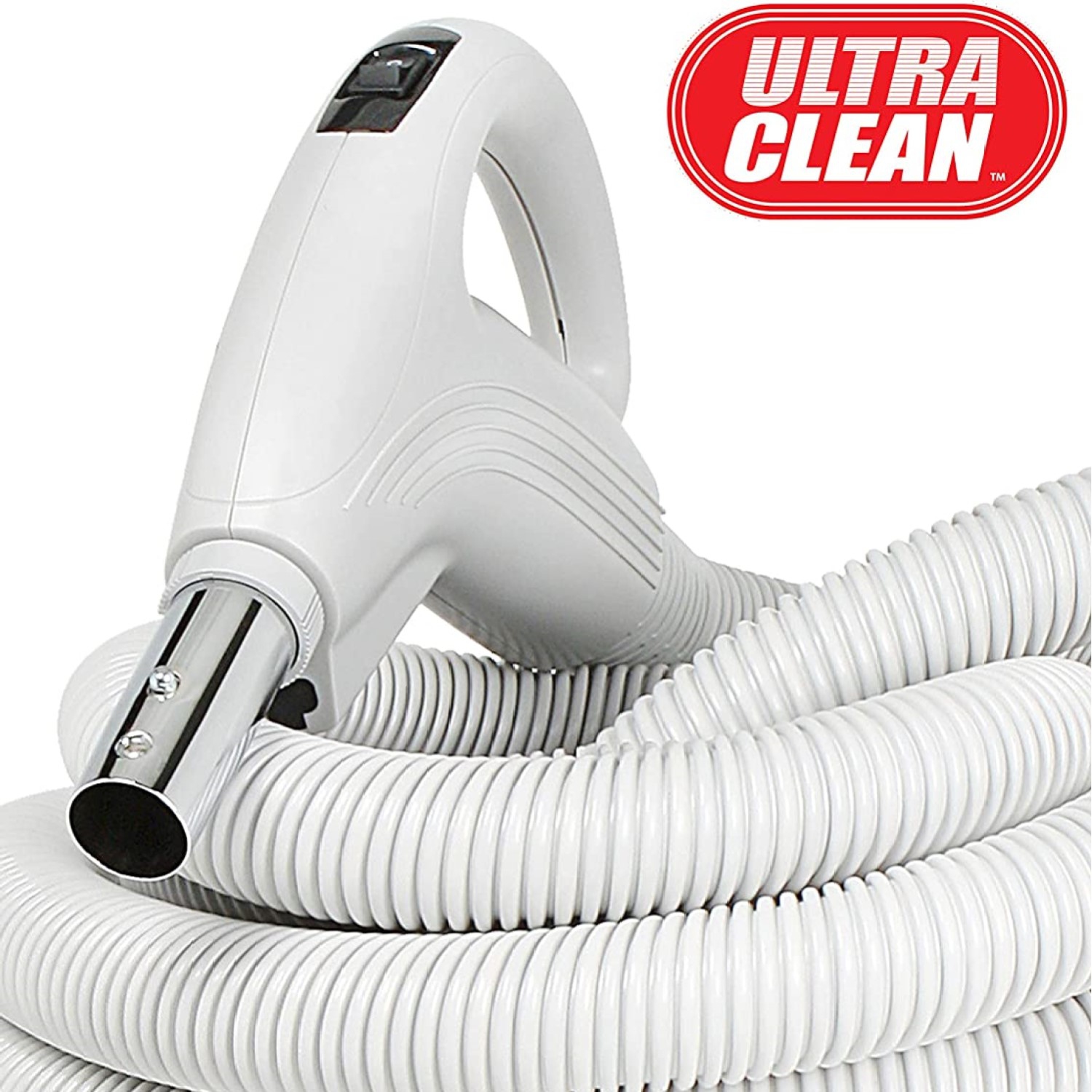 Ultra Clean Central Vacuum Electric Attachment Kit - Dual Voltage Hose 3-Way on/Off Switch Handle- Sweep N Groom Rugmaster Power Nozzle – Set of Wands