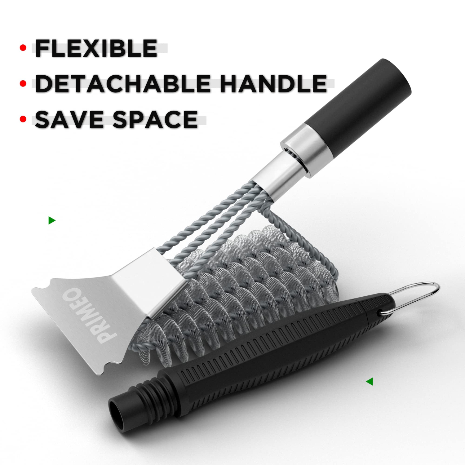 BBQ Brush, Heavy Use Grill Brush, and Scraper – Extensive BBQ Cleaner with 3 Brush Heads | Durable & Effective Stainless Steel BBQ Brush Cleaner for