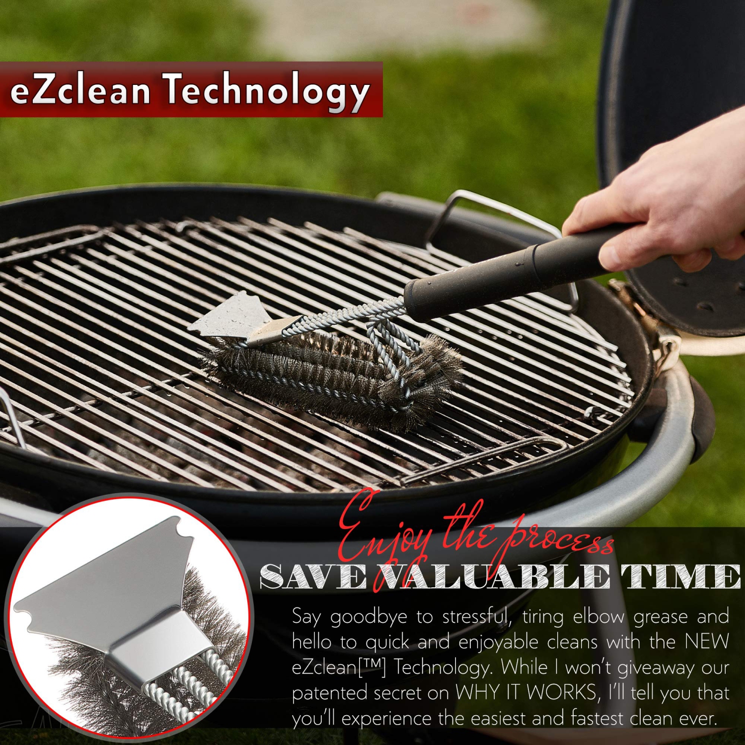 Brosse et grattoir pour barbecue Easy Function - brosse et nettoyant pour barbecue 3 en 1 pour nettoyer n'importe quel barbecue