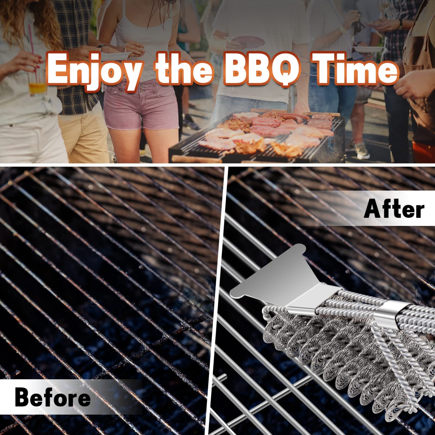 BBQ Grill Brush, 360°Clean 17 Inch Bristle Free Barbecue Brush, Stainless Steel Scraper BBQ Cleaning Brush, BBQ Accessories for Most Stainless Steel,