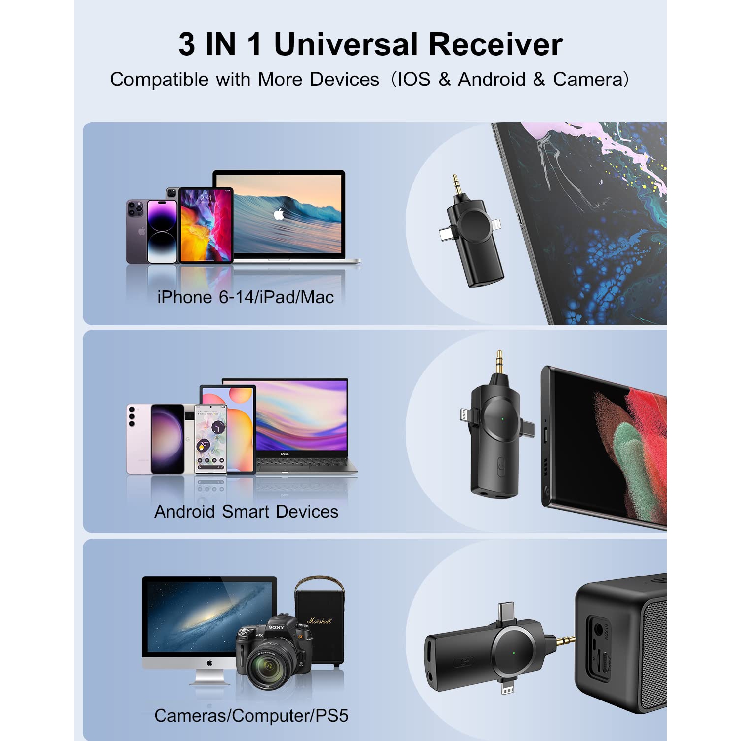 Deux microphones sans fil pour iPhone/téléphone Android/appareil photo/portable, micro-cravate sans fil pour enregistrement vidéo Podcast YouTube