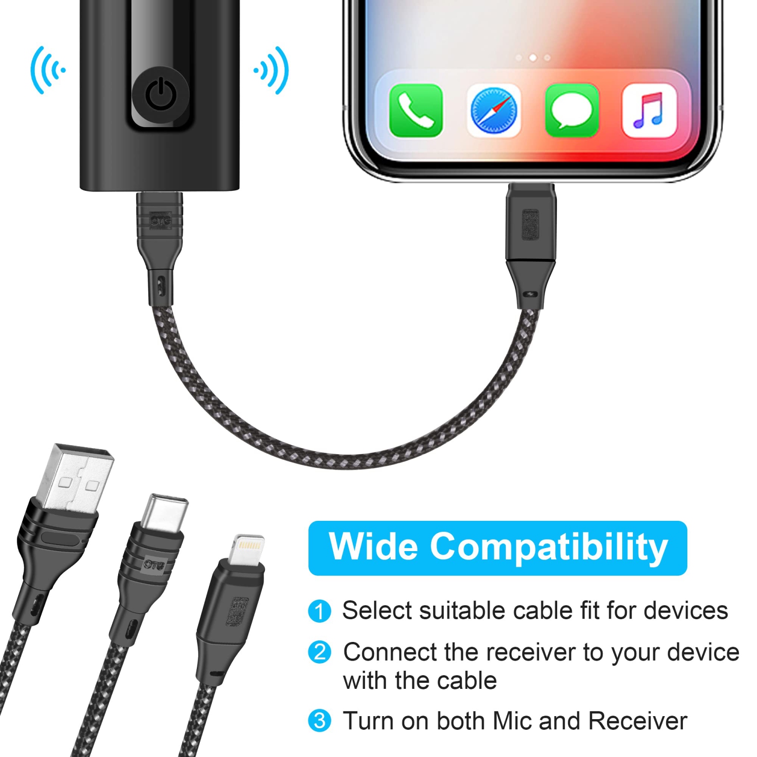 Dual Wireless Lavalier Microphone for iPhone/Android Phones/DSLR Camera/Laptop/MacBook/GoPro/Camcorder, Professional Lapel Mic for Video