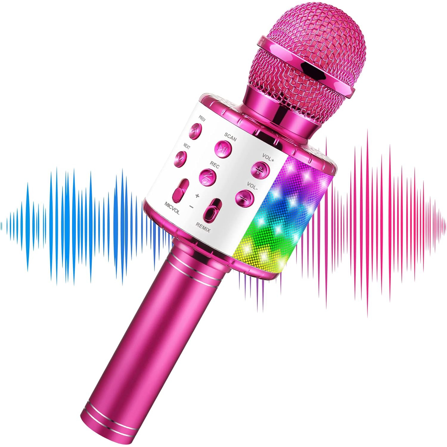 Microphone de karaoké sans fil Bluetooth, haut-parleur portatif micro pour tous les téléphones intelligents, cadeau pour filles garçons enfants
