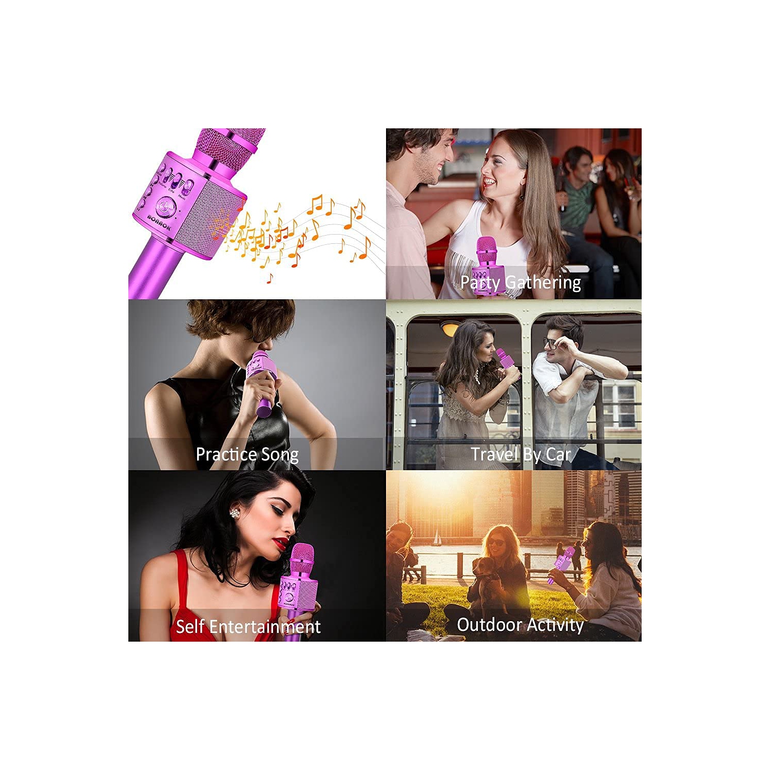 Microphone de karaoké sans fil Bluetooth, haut-parleur portatif micro pour tous les téléphones intelligents, cadeau pour filles garçons enfants