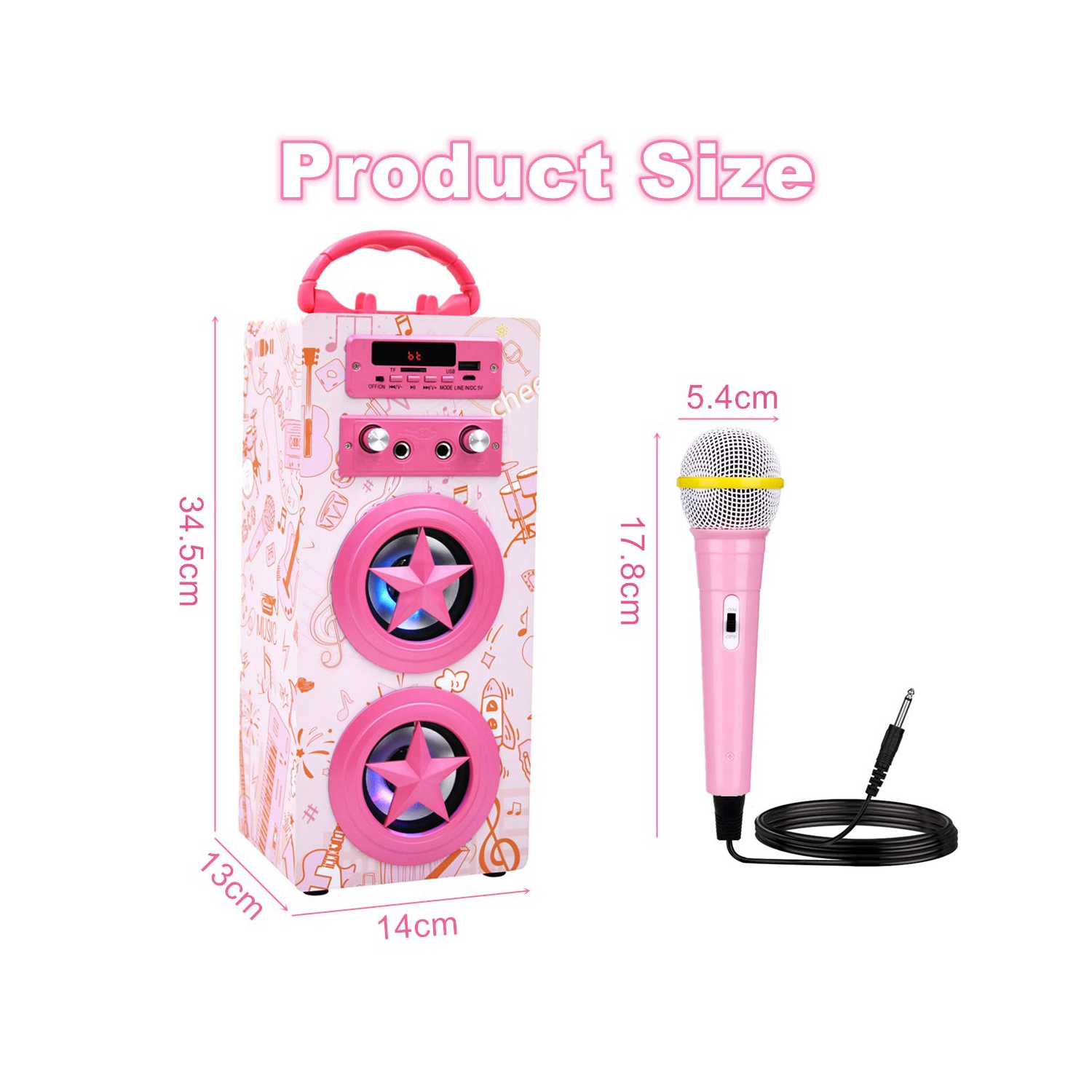 Kids Bluetooth Karaoke Speaker with 2 Microphones, Wireless Rechargeable Portable Karaoke Machine Speaker Music MP3 Player for Kids Adult Party Gift