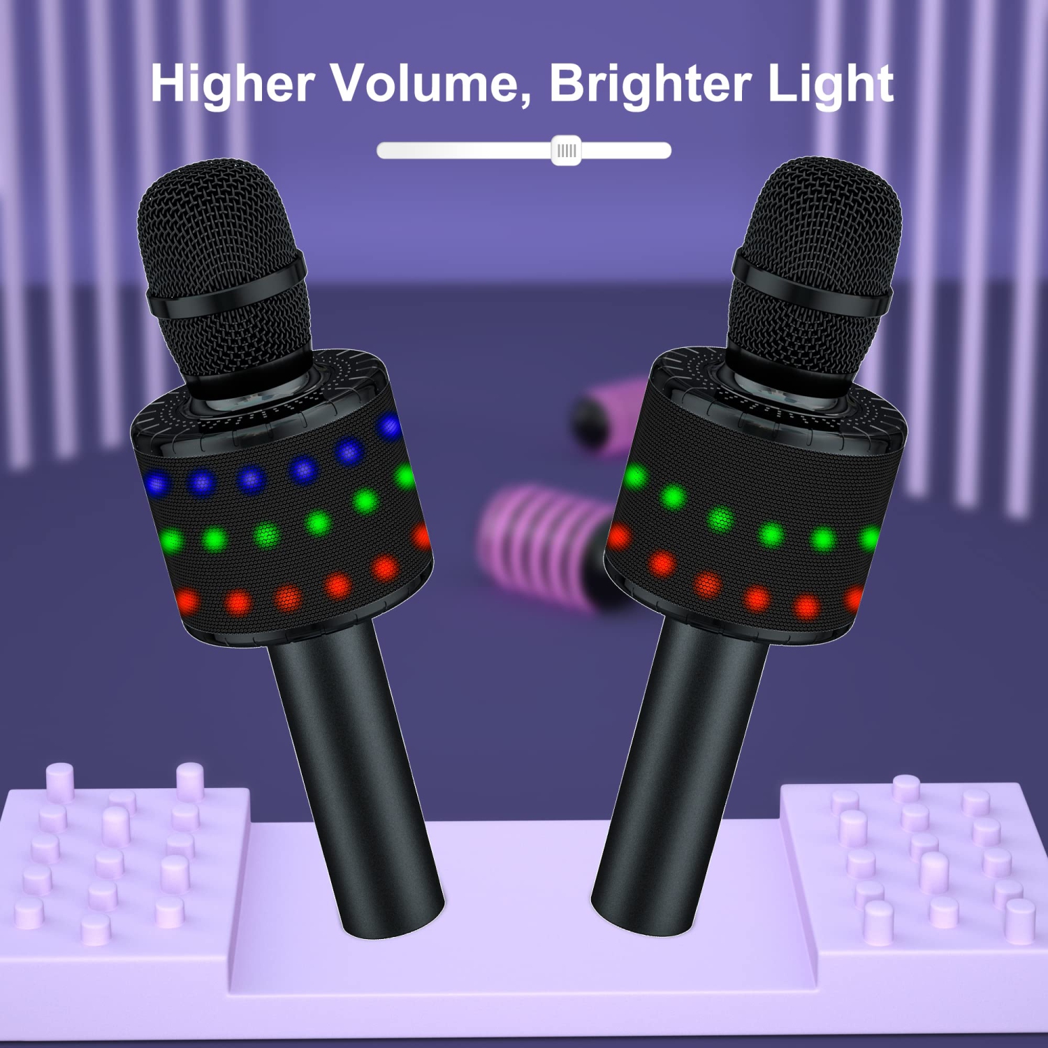 Bluetooth Wireless Karaoke Microphone with Controllable LED Lights, Portable Handheld Karaoke Speaker Machine Christmas Birthday Home Party for PC or