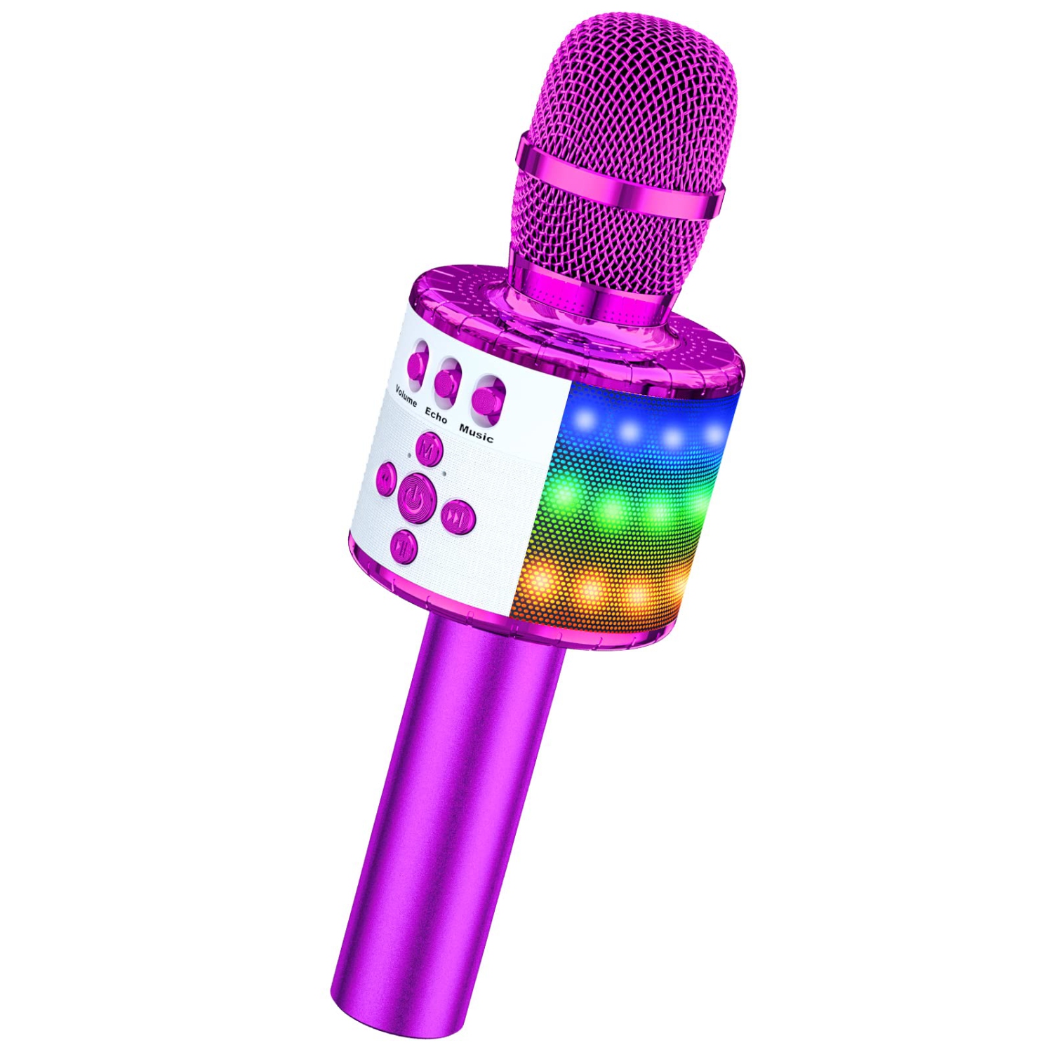 Bluetooth Wireless Karaoke Microphone with Controllable LED Lights, Portable Handheld Karaoke Speaker Machine Christmas Birthday Home Party for PC or