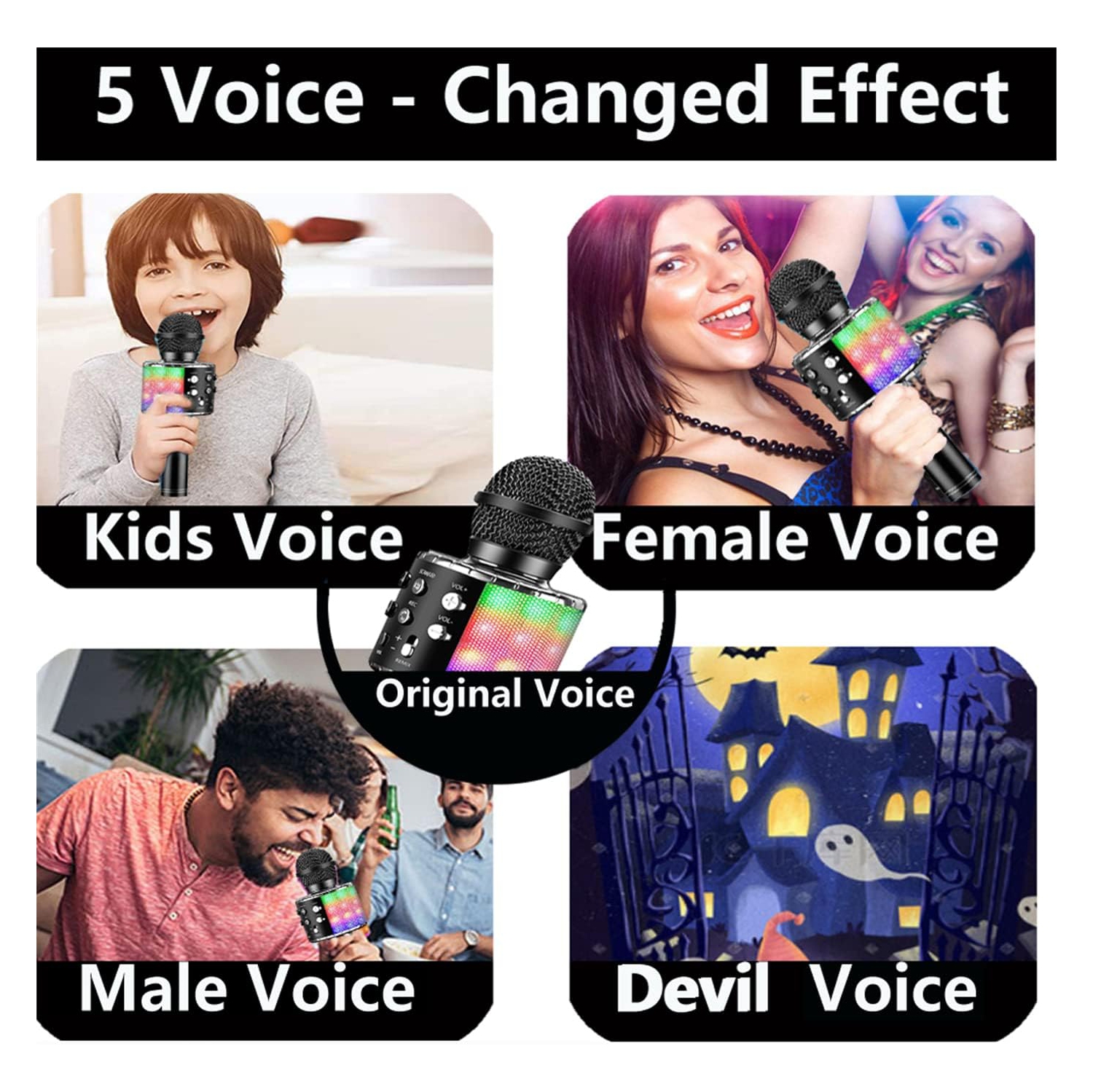 Wireless Bluetooth Karaoke Microphone, 3-in-1 Portable Handheld Mic Speaker Machine for All Smartphones, Gift for Girls Boys Kids Adults All Age