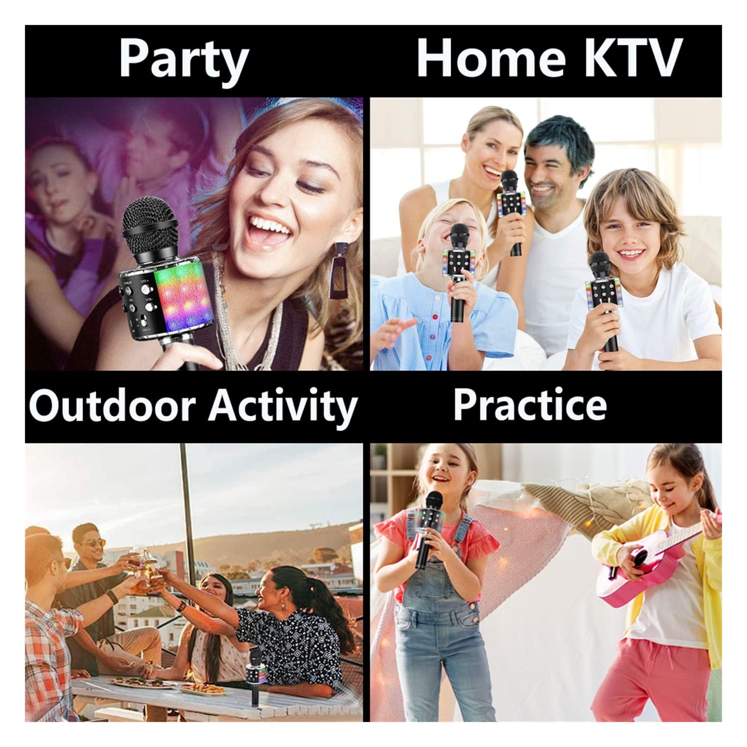 Wireless Bluetooth Karaoke Microphone, 3-in-1 Portable Handheld Mic Speaker Machine for All Smartphones, Gift for Girls Boys Kids Adults All Age