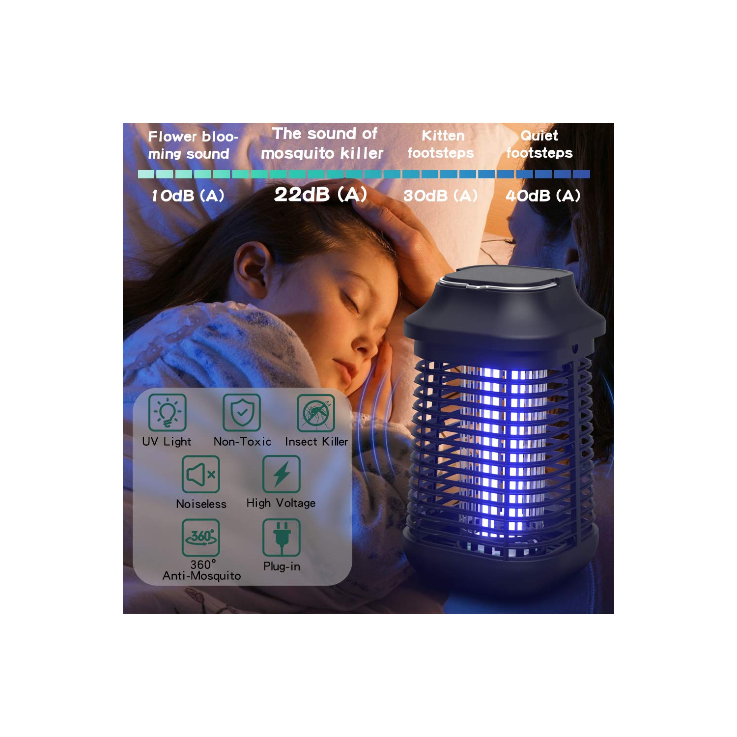 Bug Zapper 4200V for Outdoor and Indoor, Waterproof Electric Mosquito Zappers, Mosquito lamp, Electronic Bug Zapper Light Bulb for Backyard, Patio