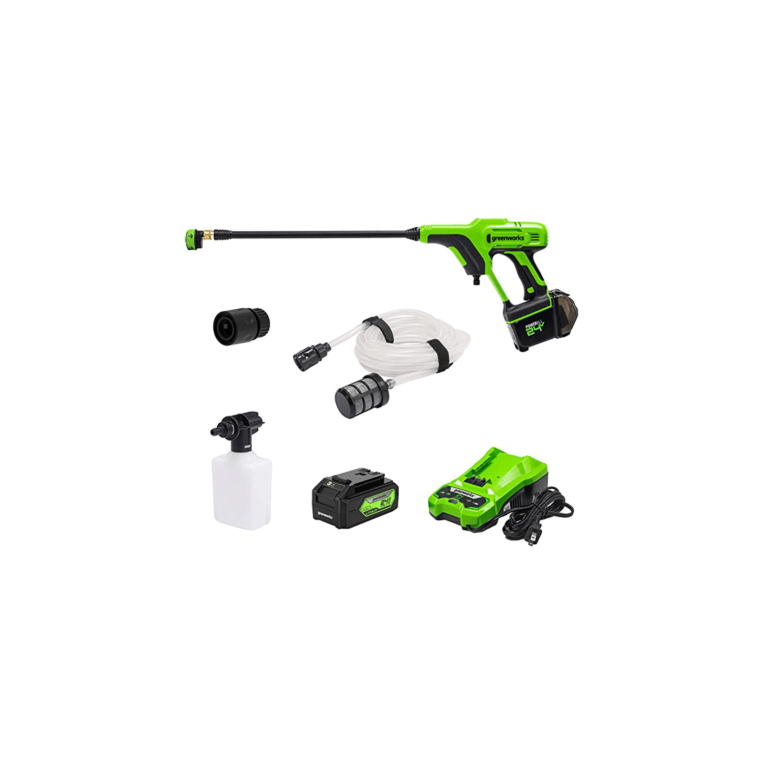 Greenworks 24V 600 PSI Pressure Washer, 4.0Ah Battery and Charger Included
