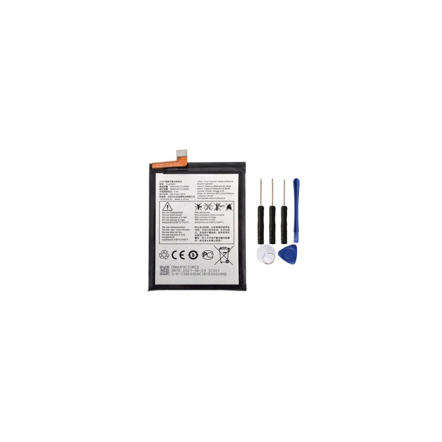 Replacement Battery & Repair Tools Compatible for TCL 10L, TLp038D1