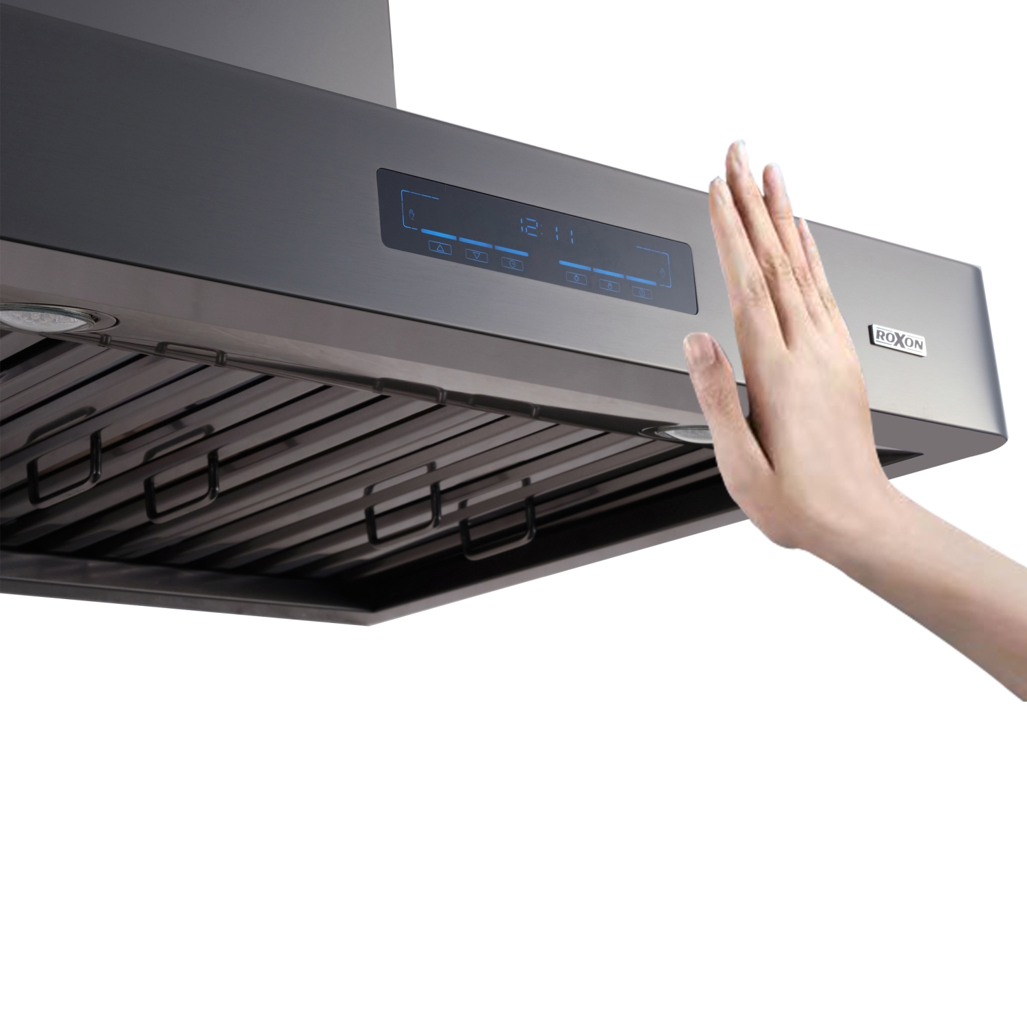 ROXON 900 CFM 30 Inches Range Hood BLACK Stainless Steel Wall Mounted Kitchen Exhaust Fan Style RXN-W24BK-30