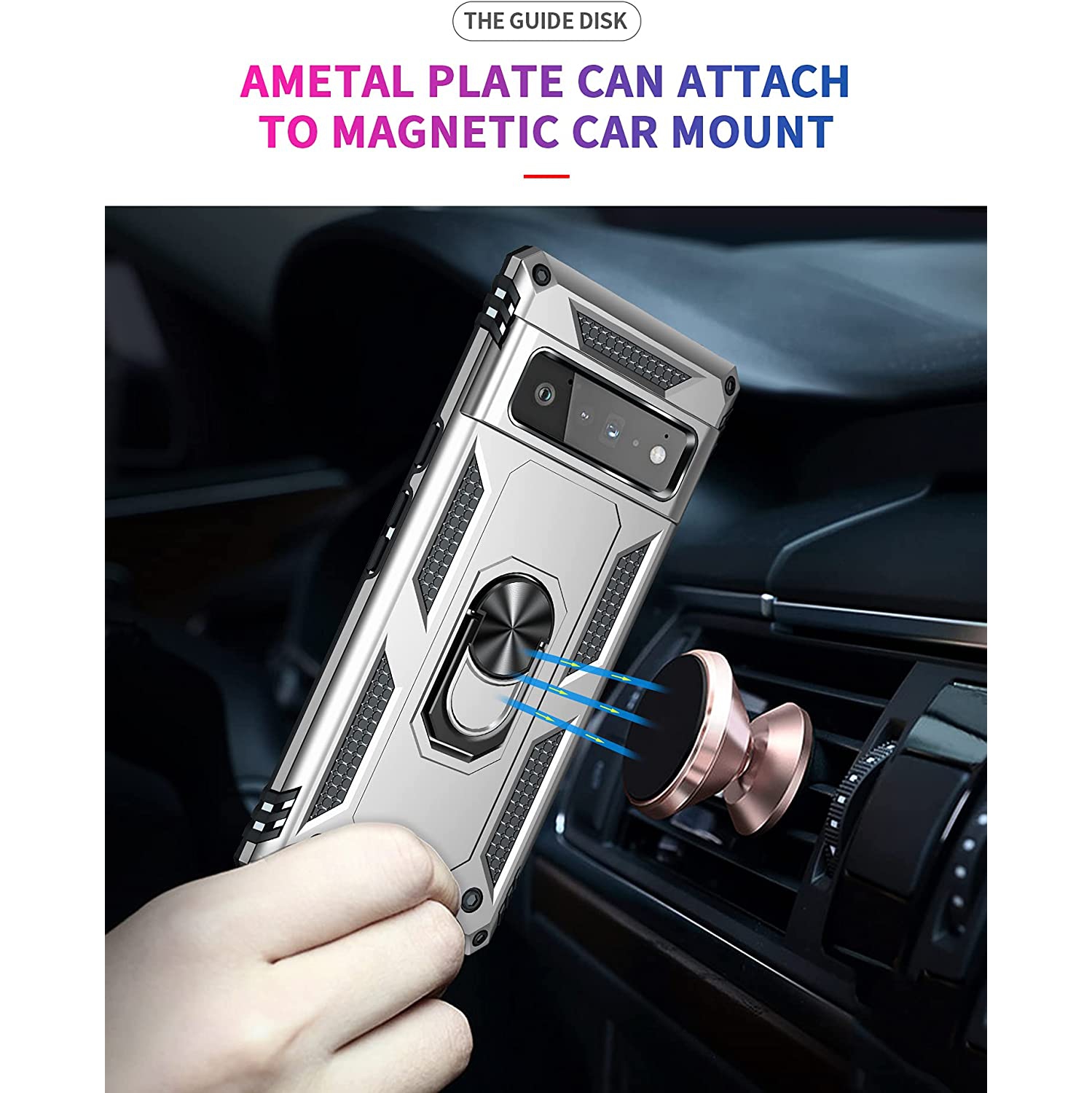 【CSmart】 Anti-Drop Hybrid Magnetic Hard Armor Case with Ring Holder for Google Pixel 7A 2023, Grey