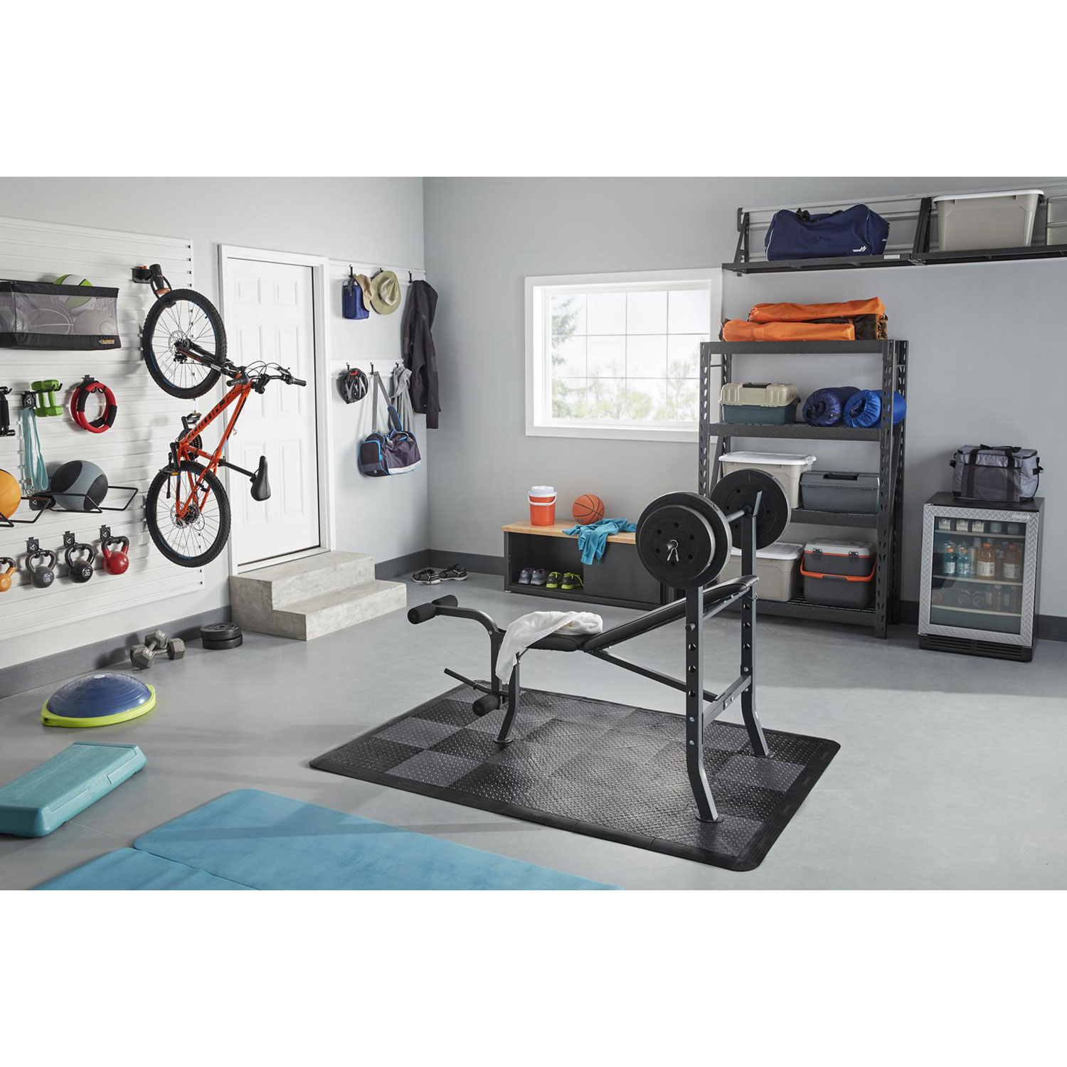 Gladiator Steel Shoe Storage Bench - Hammered Granite