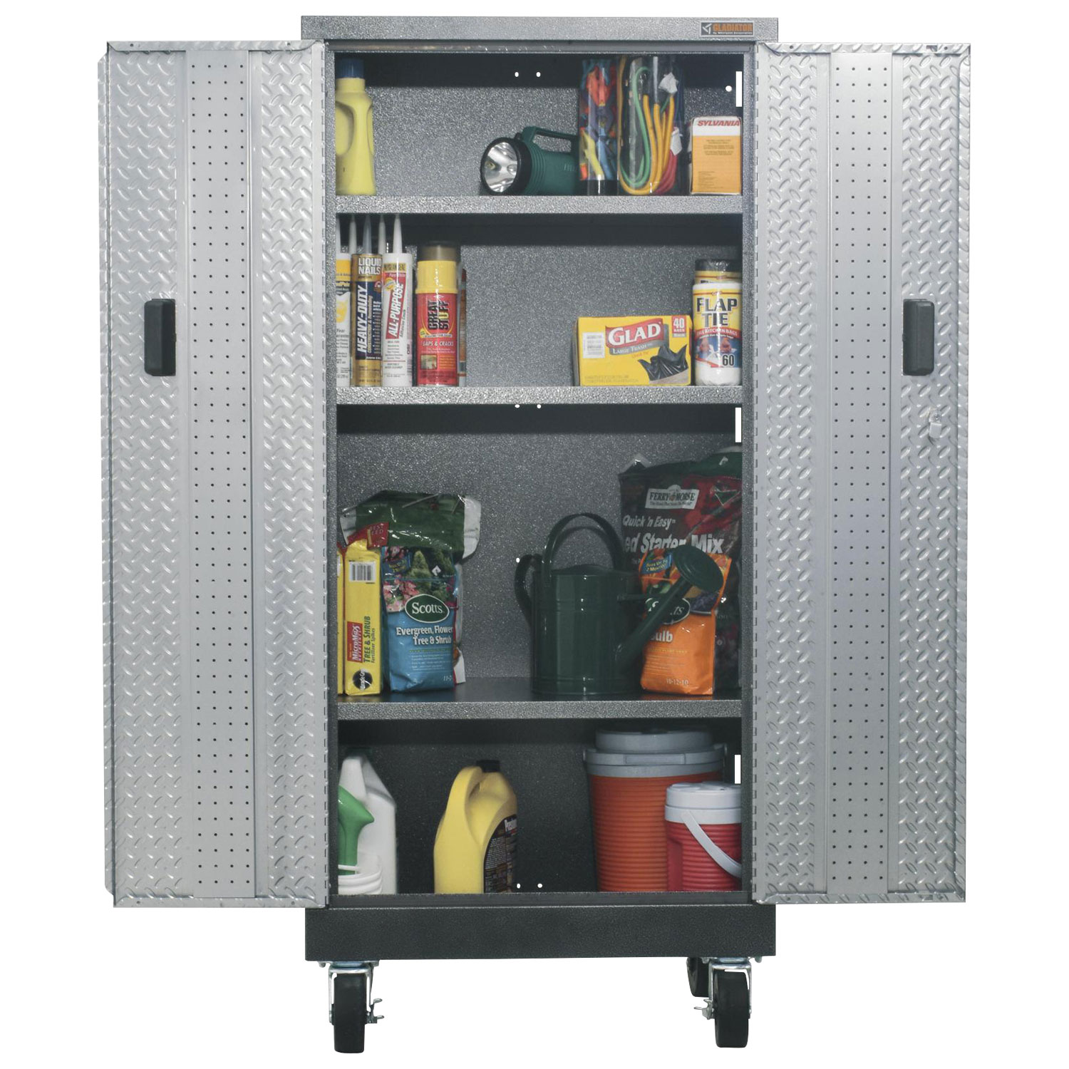 Gladiator Heavy Duty Welded Steel Storage Cabinet - Silver Tread