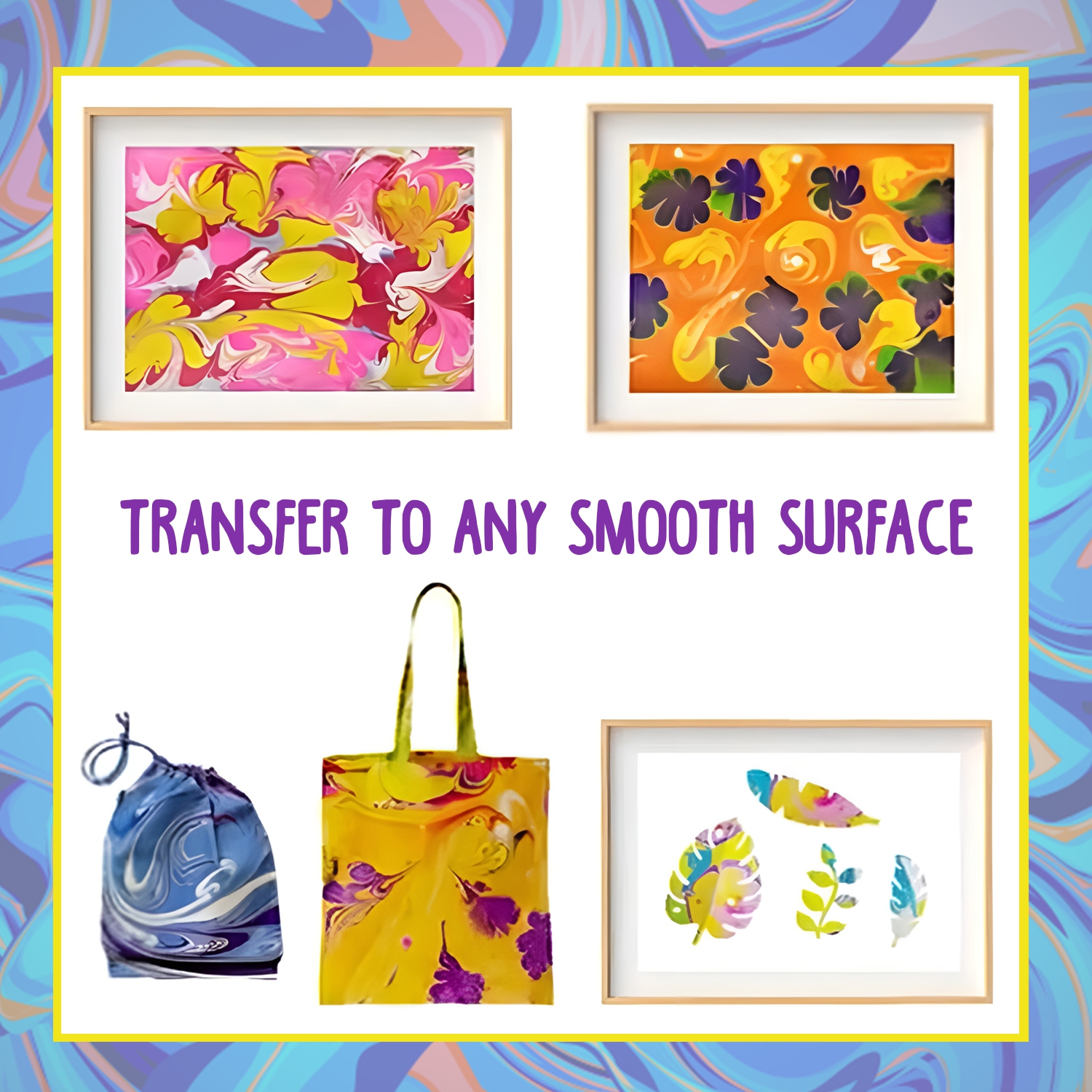 TOOKYLAND Marbling Paint Art Kit - 6-Colour Marble Painting Set for Water Marbling, Arts & Crafts Toys and Gift Ideas for Kids 3 Year Old +