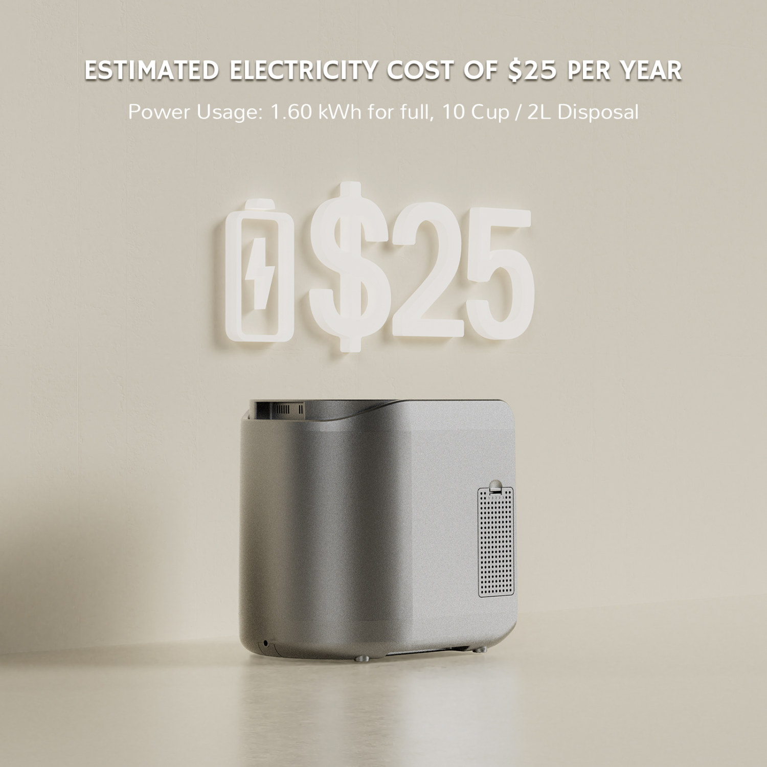 Airthereal Revive Electric Kitchen Composter, 2.5L Capacity with SHARKSDEN® Tri-Blade, Turn Food Waste and Scraps into Dry Compost Fertilizer for