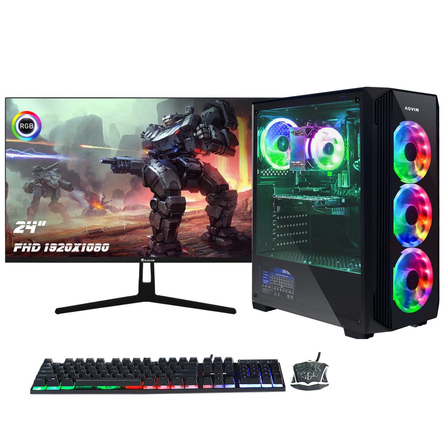 Gaming PC Desktop Tower AQVIN ~ Intel Core i7 Processor ~ 16GB RAM ~ 512GB SSD ~ GeForce RTX 3050 6GB GDDR6 ~ 27 inch Gaming Monitor ~ Windows 11