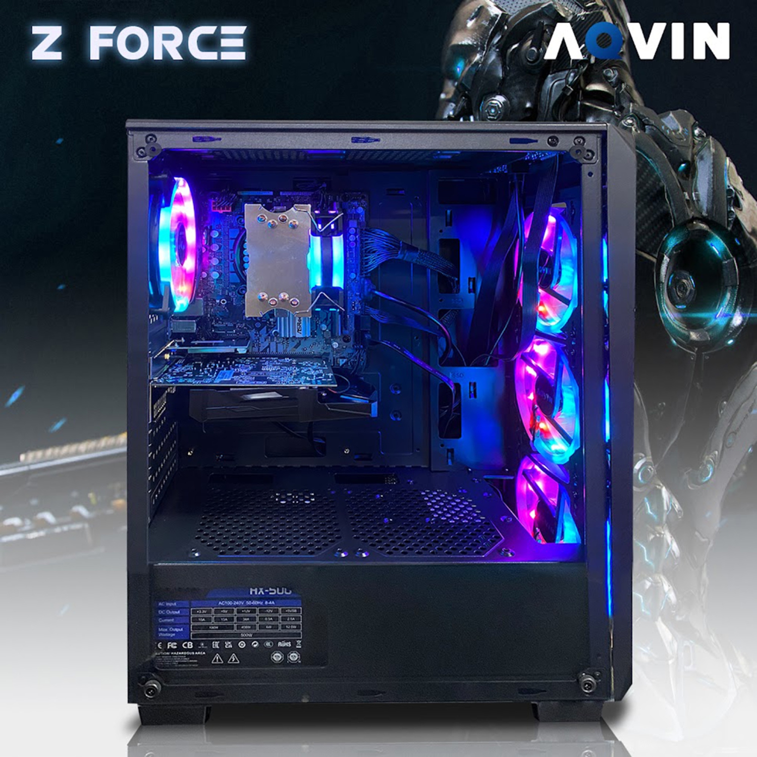 Gaming PC Desktop Tower AQVIN ~ Intel Core i7 Processor ~ 16GB RAM ~ 512GB SSD ~ GeForce RTX 3050 6GB GDDR6 ~ 27 inch Gaming Monitor ~ Windows 11