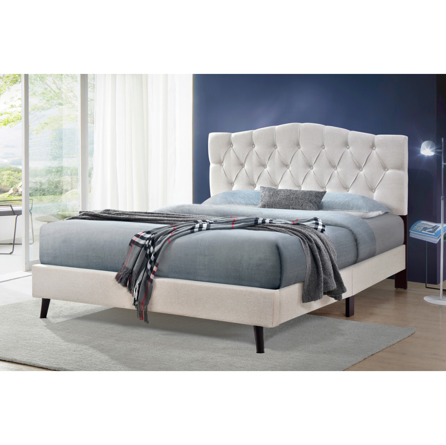 Lit Sarah de Queensons (tissu beige)