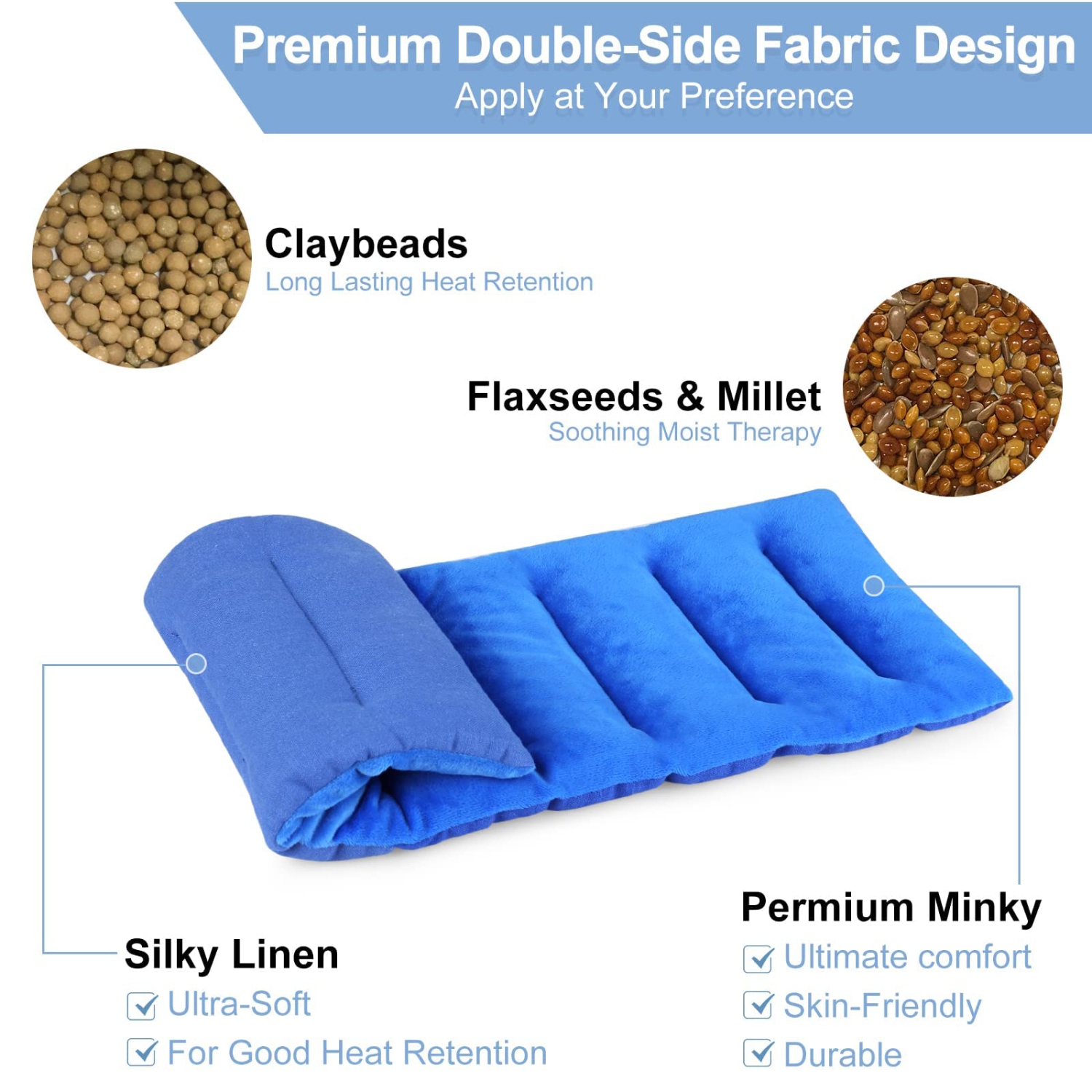 Microwave Heating Pad for Neck and Shouders, 7 x18" Multipurpose Heating Pads for Cramps, Muscle Ache, Joints, Back Pain, Microwavable Heat Pack with