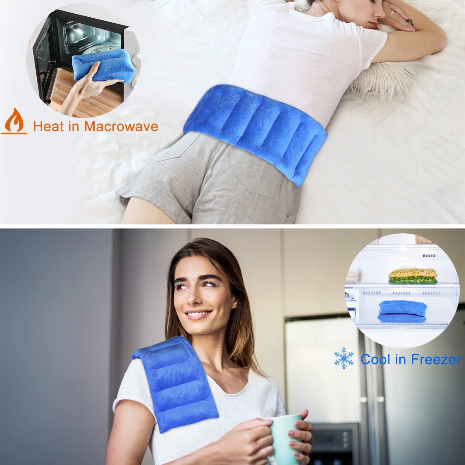 Microwave Heating Pad for Neck and Shouders, 7 x18" Multipurpose Heating Pads for Cramps, Muscle Ache, Joints, Back Pain, Microwavable Heat Pack with