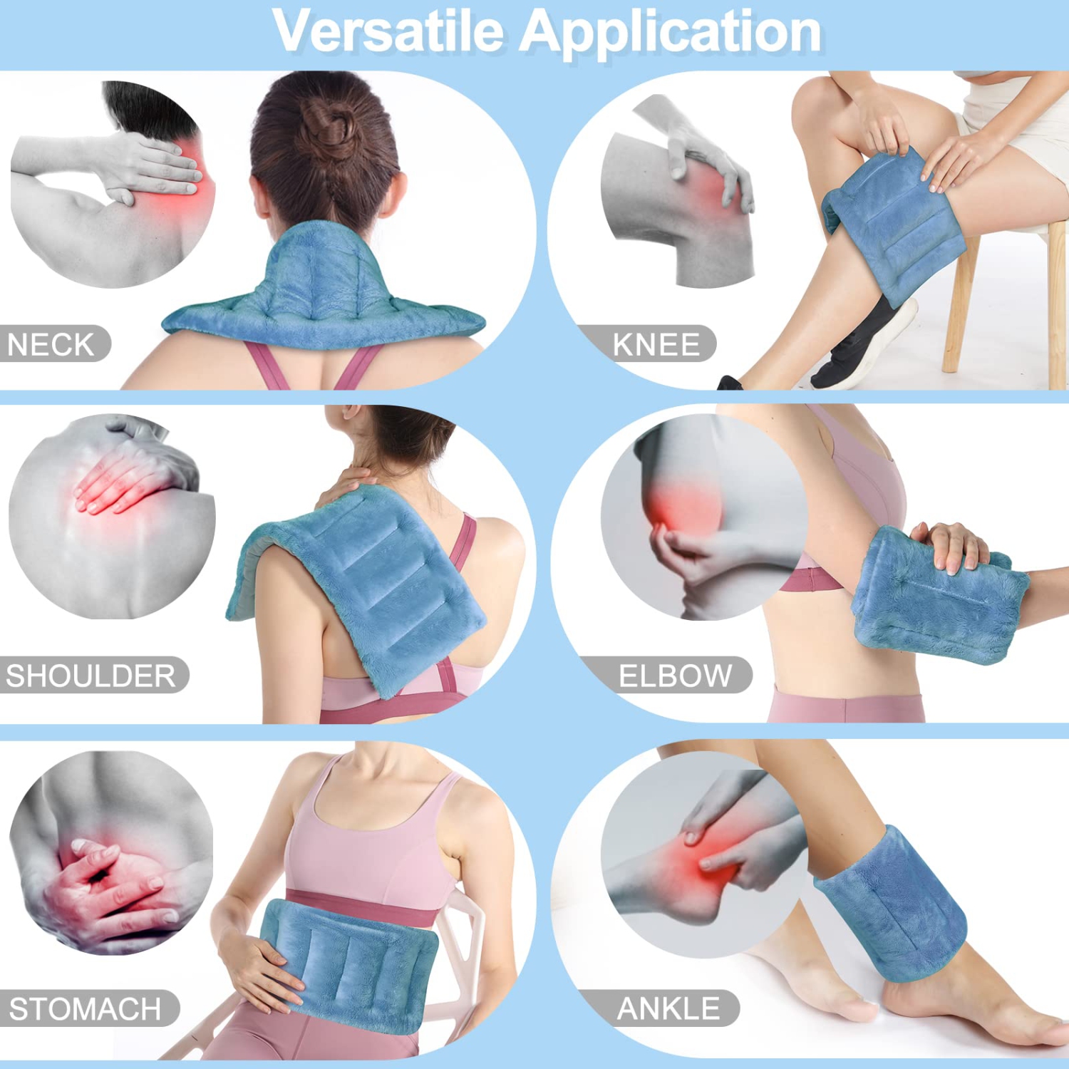 Microwavable Heating Pads for Cramps, 7 x 18" Mutilpurpose Microwave Heat Pads for Pain Relief and Relaxation, Moist Heat Pack for Sore Muscles,