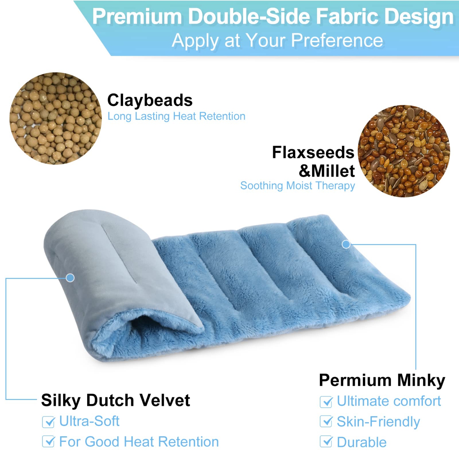 Microwavable Heating Pads for Cramps, 7 x 18" Mutilpurpose Microwave Heat Pads for Pain Relief and Relaxation, Moist Heat Pack for Sore Muscles,