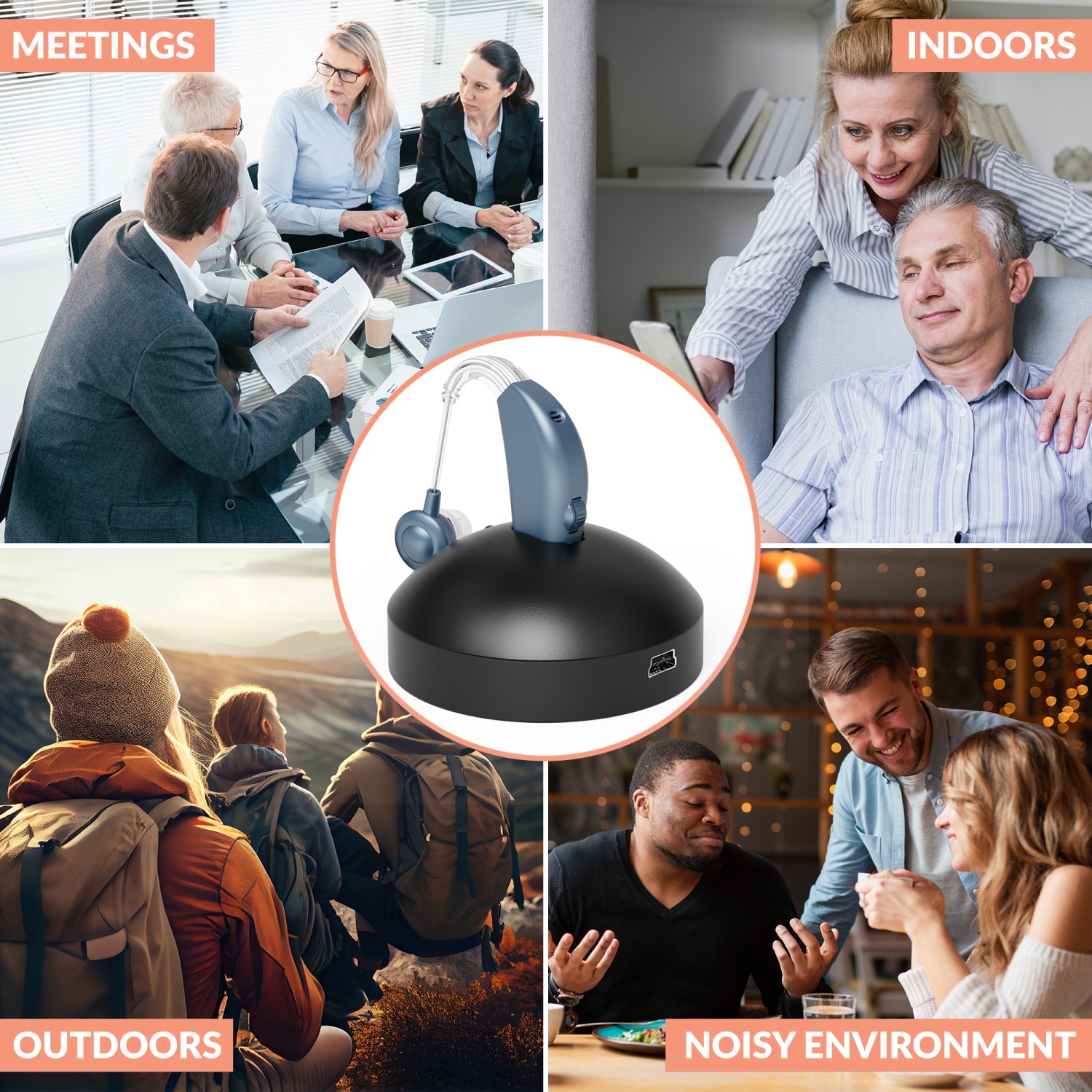 Amplificateur d'audition numérique - amplificateur sonore à amélioration auditive personnelle avec autonomie prolongée de plus de 500hr heures, bleu