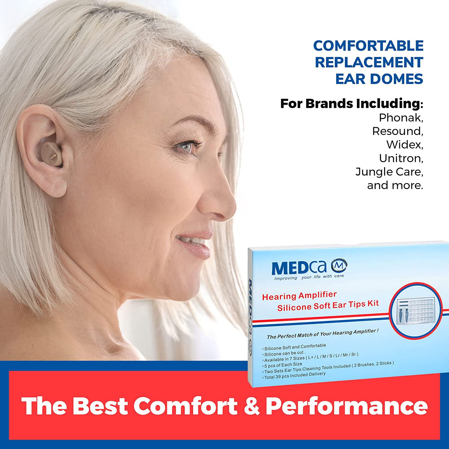 Hearing Aid Domes - Universal Domes for Hearing Aids - Sizes Small, Medium, Large & X-Large Earbud Replacements and BTE Hearing Sound Amplifiers, 2